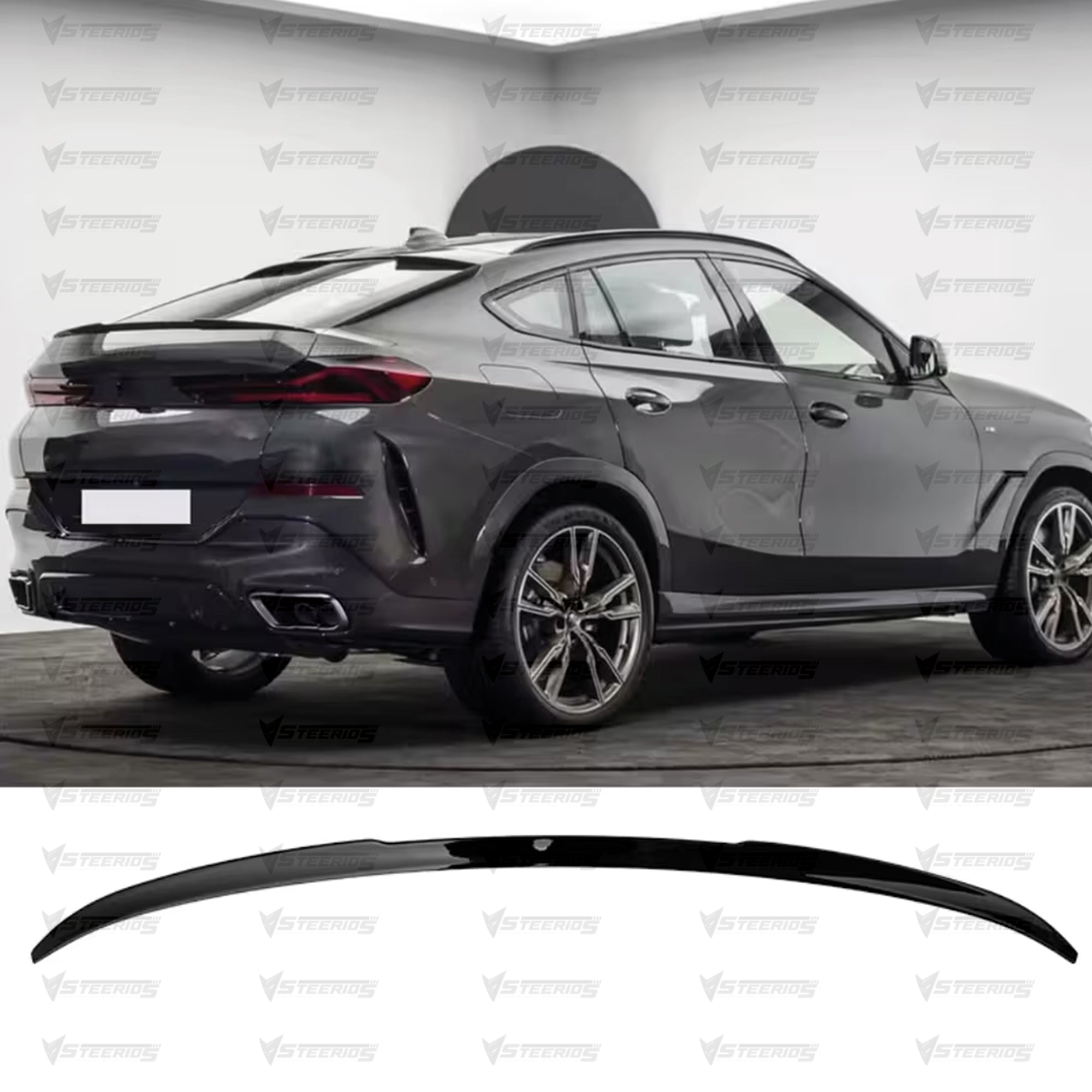 Rear Trunk Spoiler For BMW X6 G06 2020+ M Sport Piano Black ABS Plastic