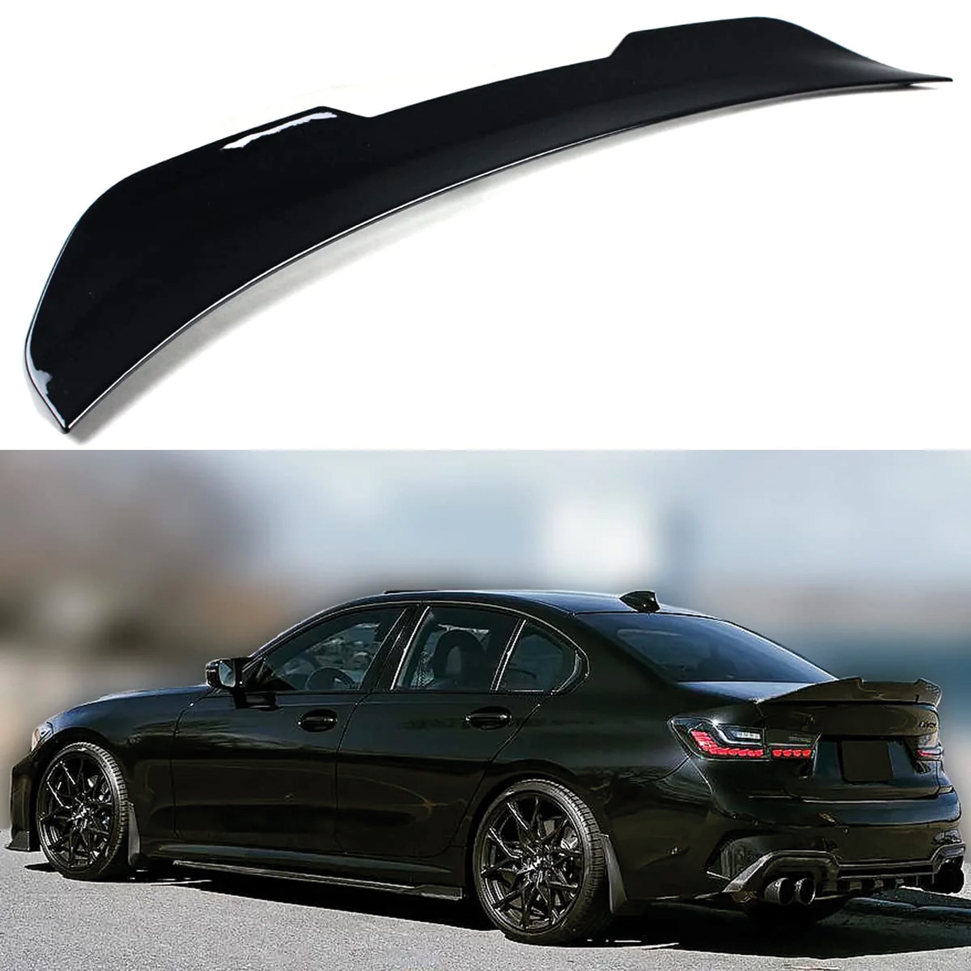 Rear Spoiler For BMW 2019-2024 G20 330i G80 M3 PSM Style Piano Black ABS Plastic