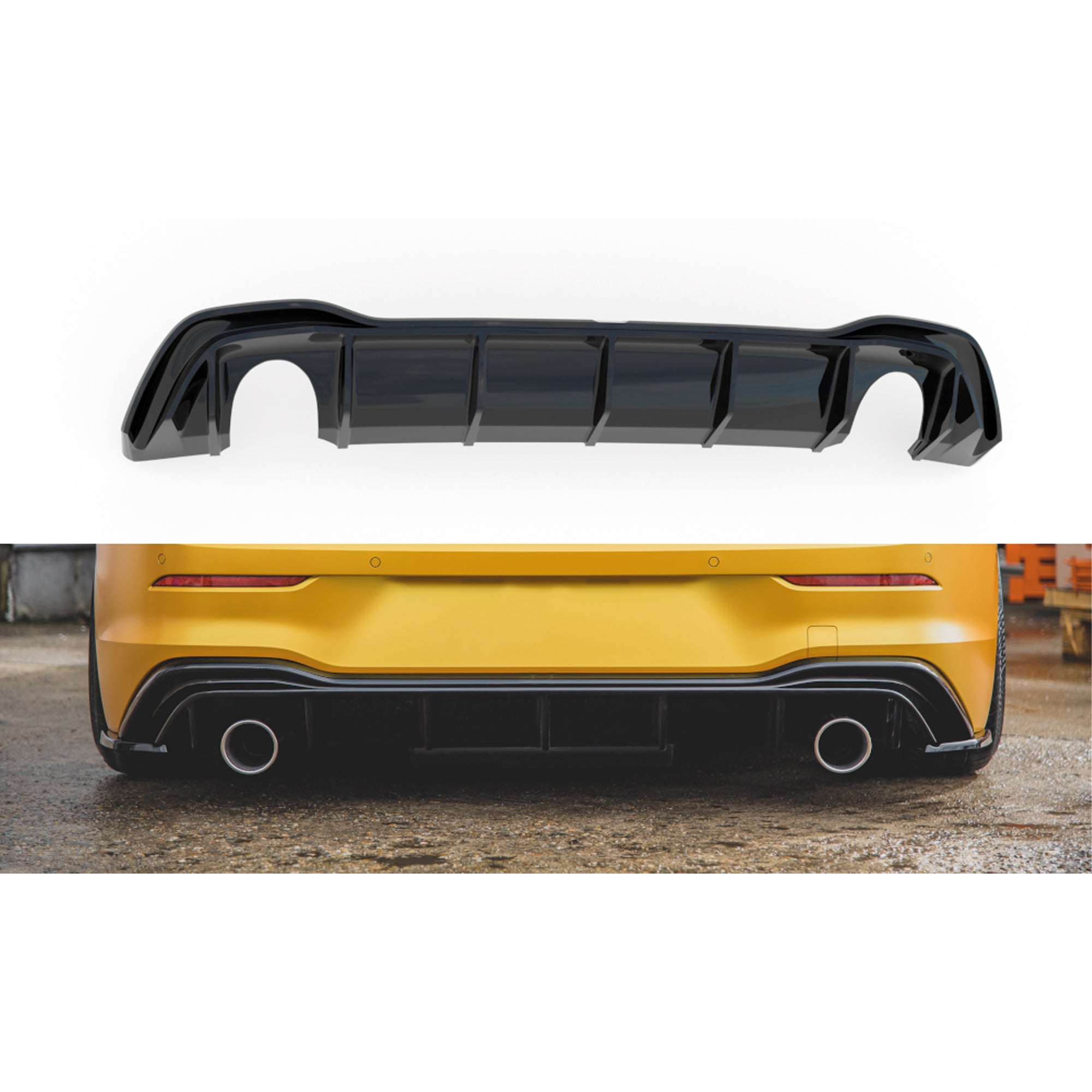 Rear Diffuser for VW Golf 8 Rear MAX Diffuser Piano Black ABS  2020 After (R + L Single Output) Car Styling Diffuser Rear Body Kit