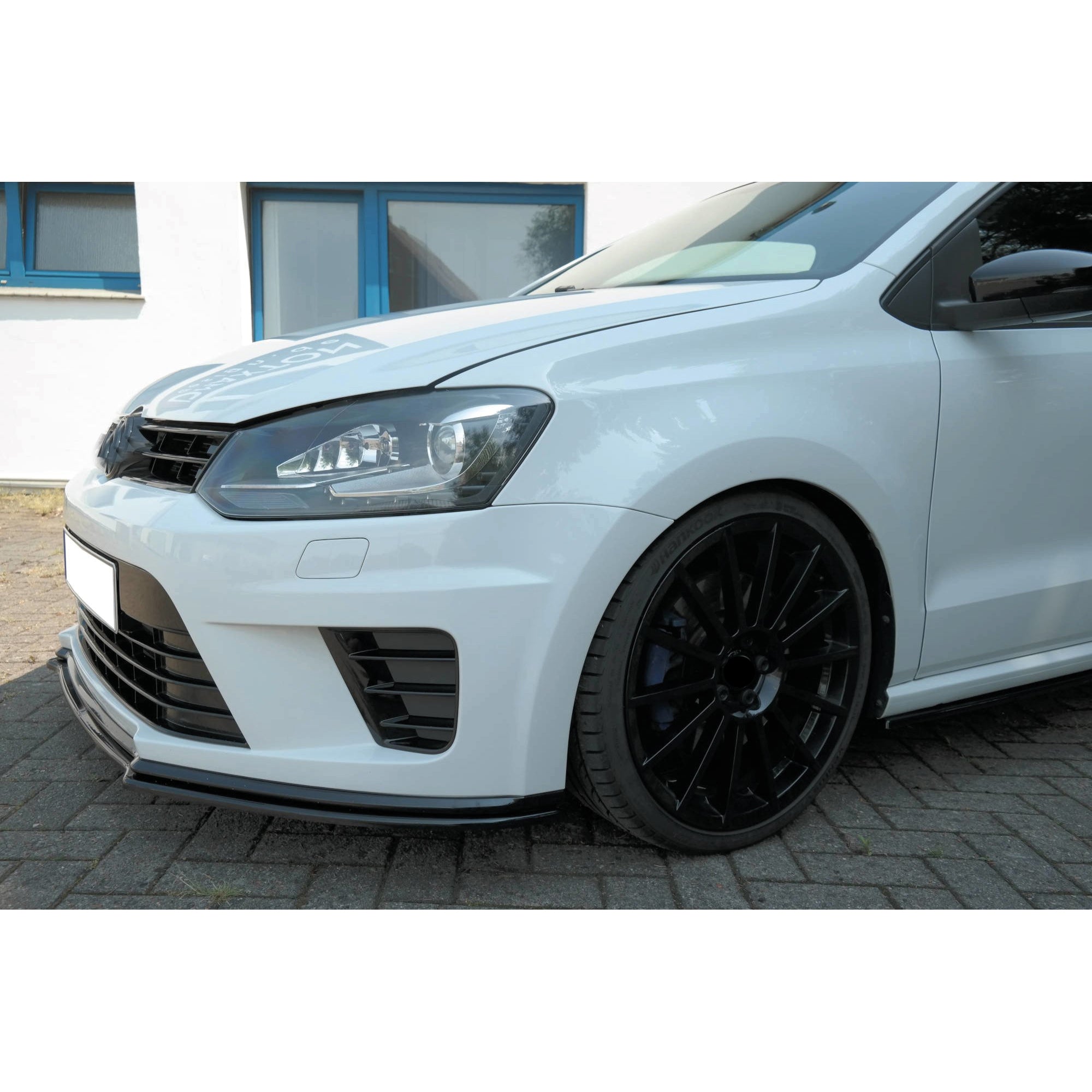 Front Bumper Lip Splitter for VW Volkswagen Polo MK5 2013+, ABS Plastic Piano Black Vacuum Car Tuning Body Part Body Kit