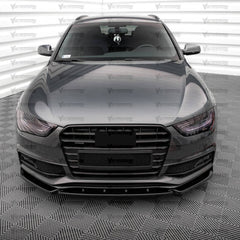 Front Bumper Lip Splitter for Audi A4 B8 B8.5 S4 FL S-Line Max V3 2012-2015, ABS Plastic Piano Black Vacuum Car Tuning Body Part Body Kit