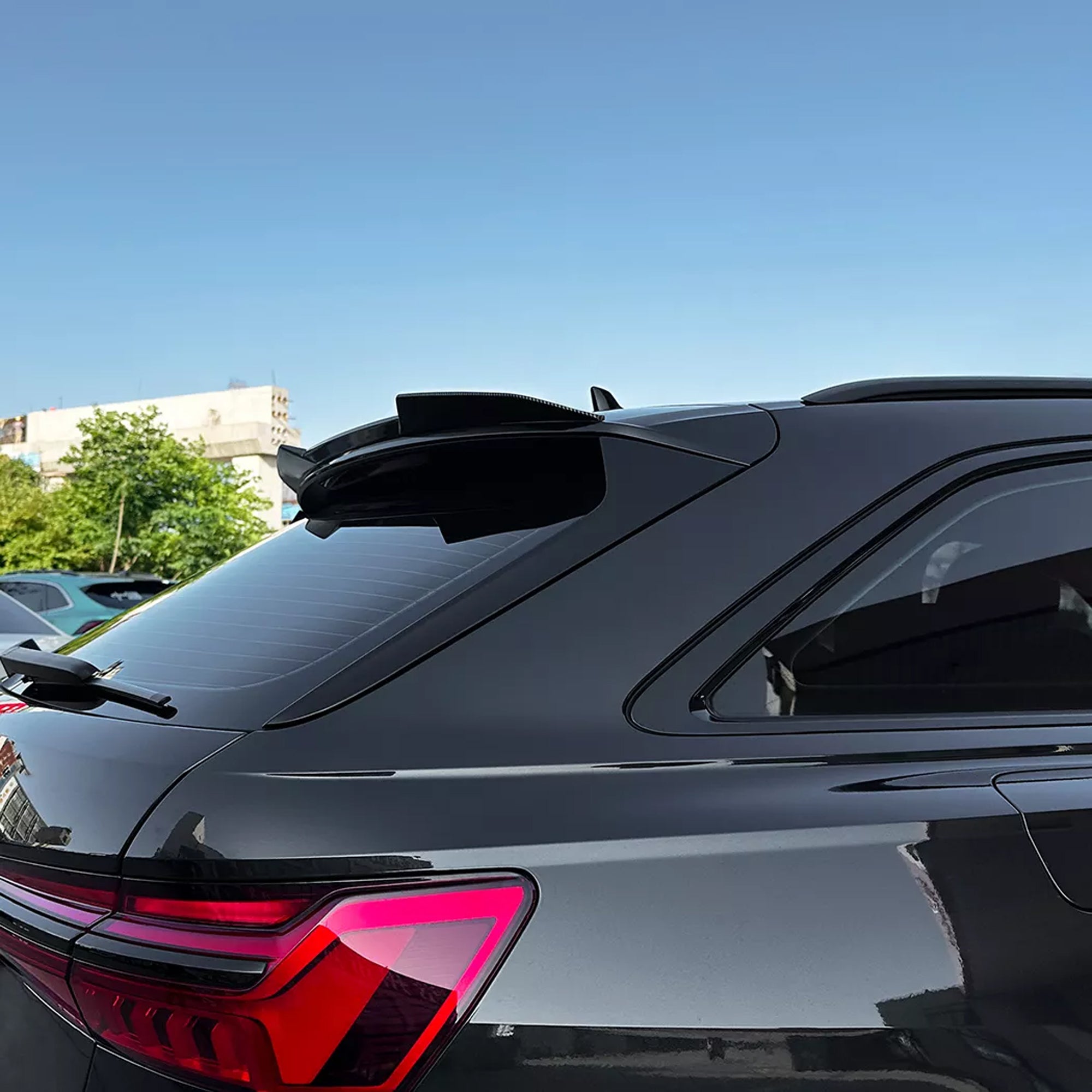 Rear Roof Spoiler For Audi A6 C8 Avant Sline 2019-2024 M4 Style Spoiler Piano Black ABS Plastic