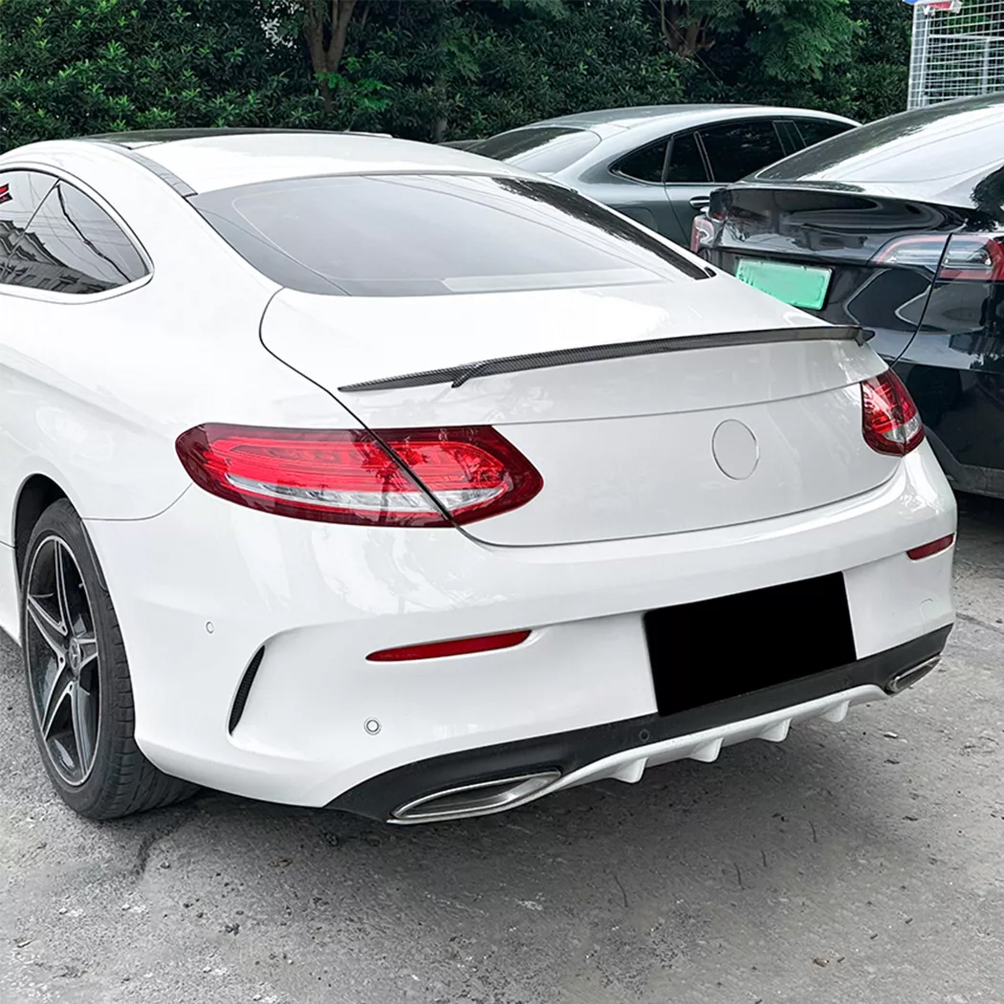 Rear Trunk Spoiler For Mercedes Benz C Class C Coupe C205 2015-2021 Br Style Spoiler Piano Black ABS Plastic