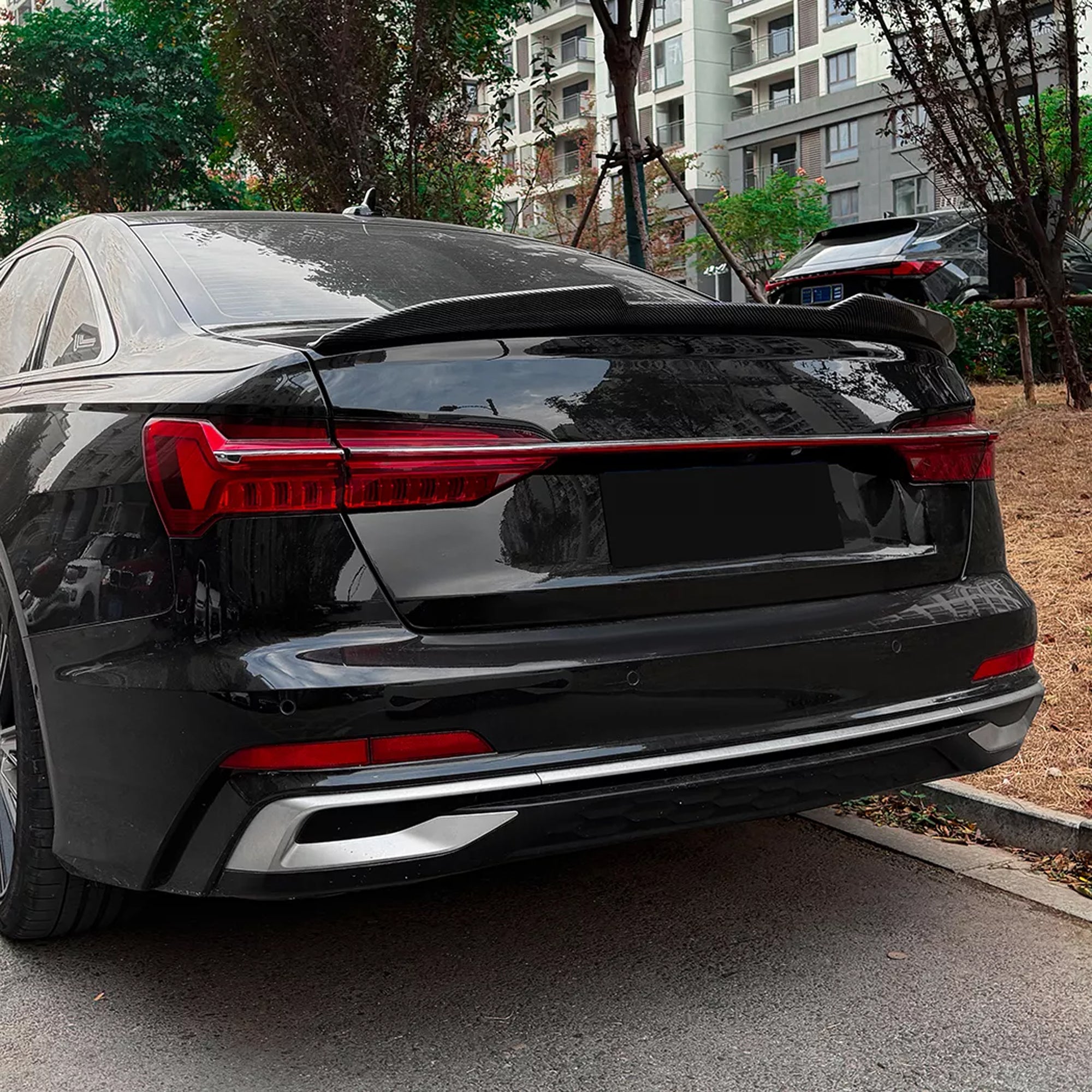 Rear Trunk Spoiler For Audi A6 S6 C8 2018-2025 PSM Style Spoiler Piano Black ABS Plastic