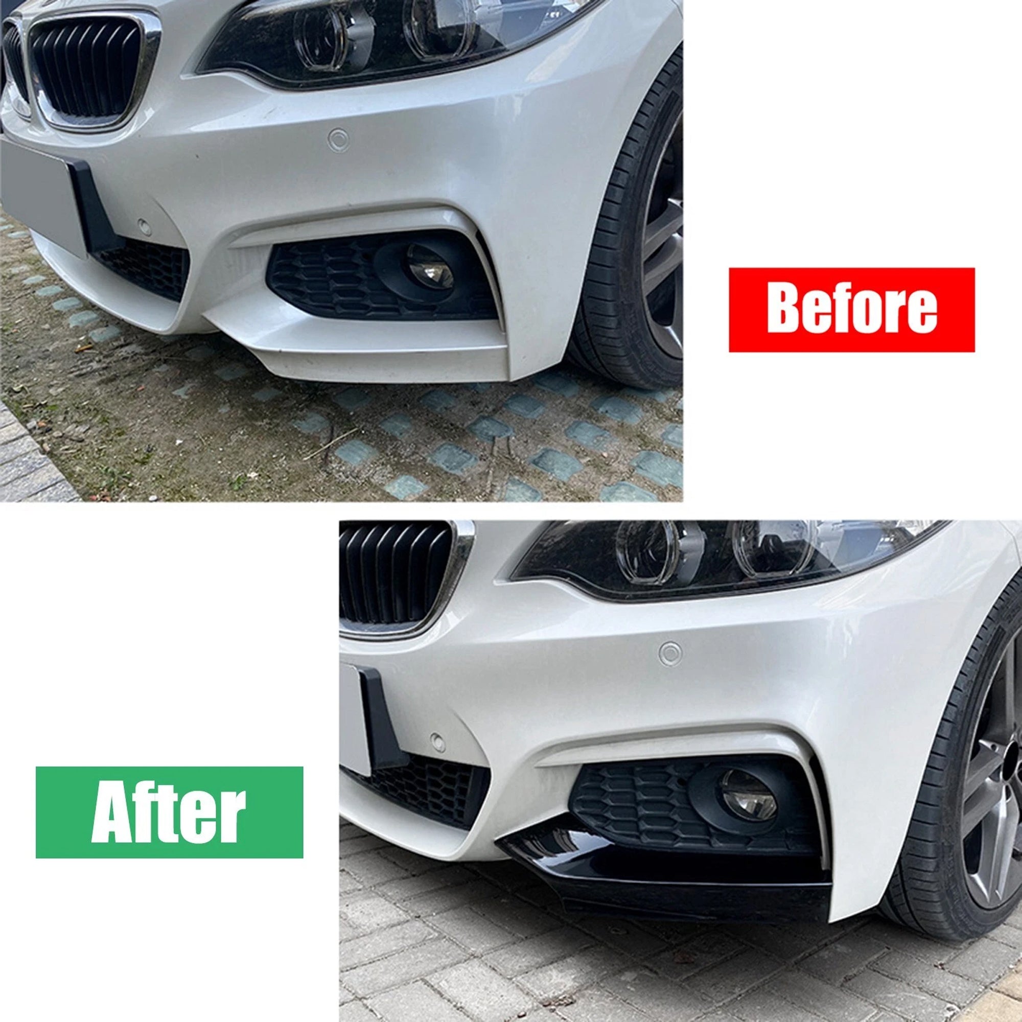 Front Bumper FLAP Wrap for BMW 2 Series F22 M Sport 2014-2019, 2pcs FLAP Canards Lip Splitter Corner Trim Cover Adjustable Tuning Body Part Body Kit