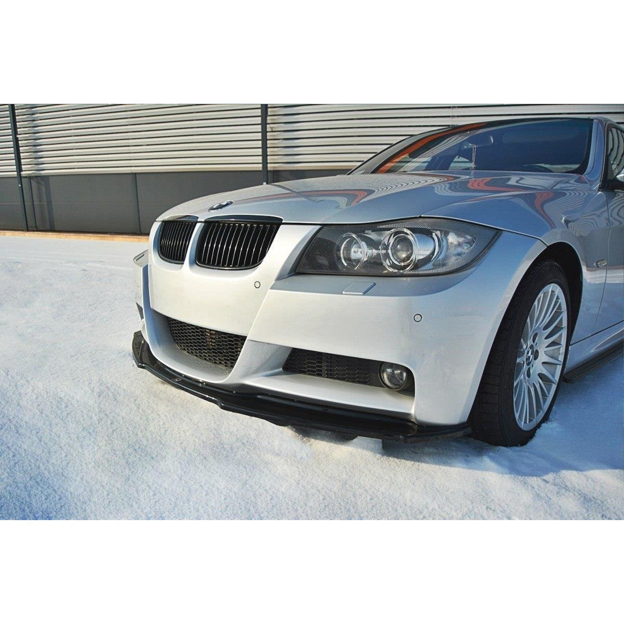 Front Bumper Lip Splitter for BMW E90 E91 M-Sport M Package Pre-Lci 3 Series 2004-2008, ABS Plastic Piano Black Vacuum Car Tuning Body Part Body Kit
