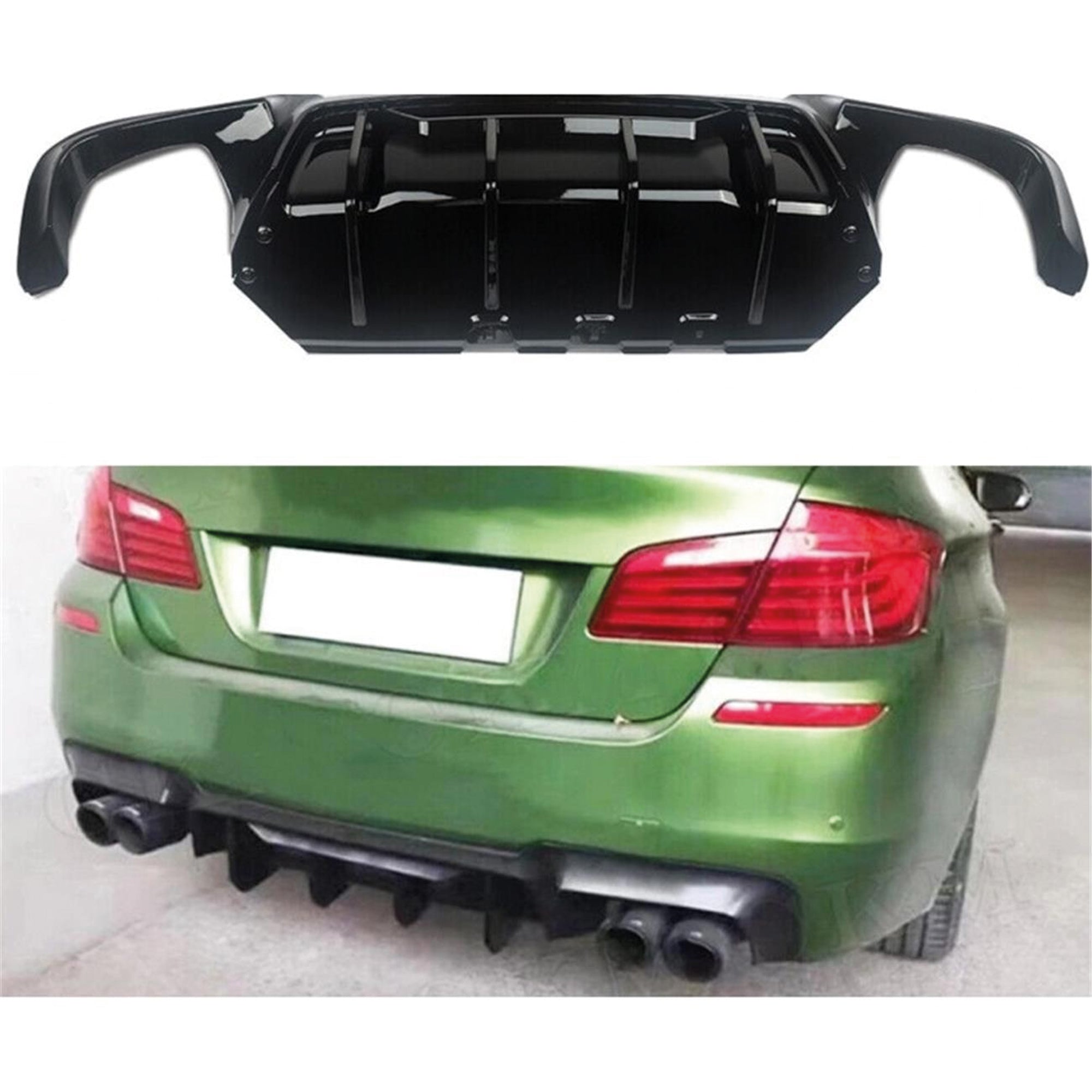 Rear Diffuser for BMW F10 M5 2010-2017 Copetition Diffuser R+L Dual Output Piano Black Vacuum Car Styling Diffuser Rear Body Kit