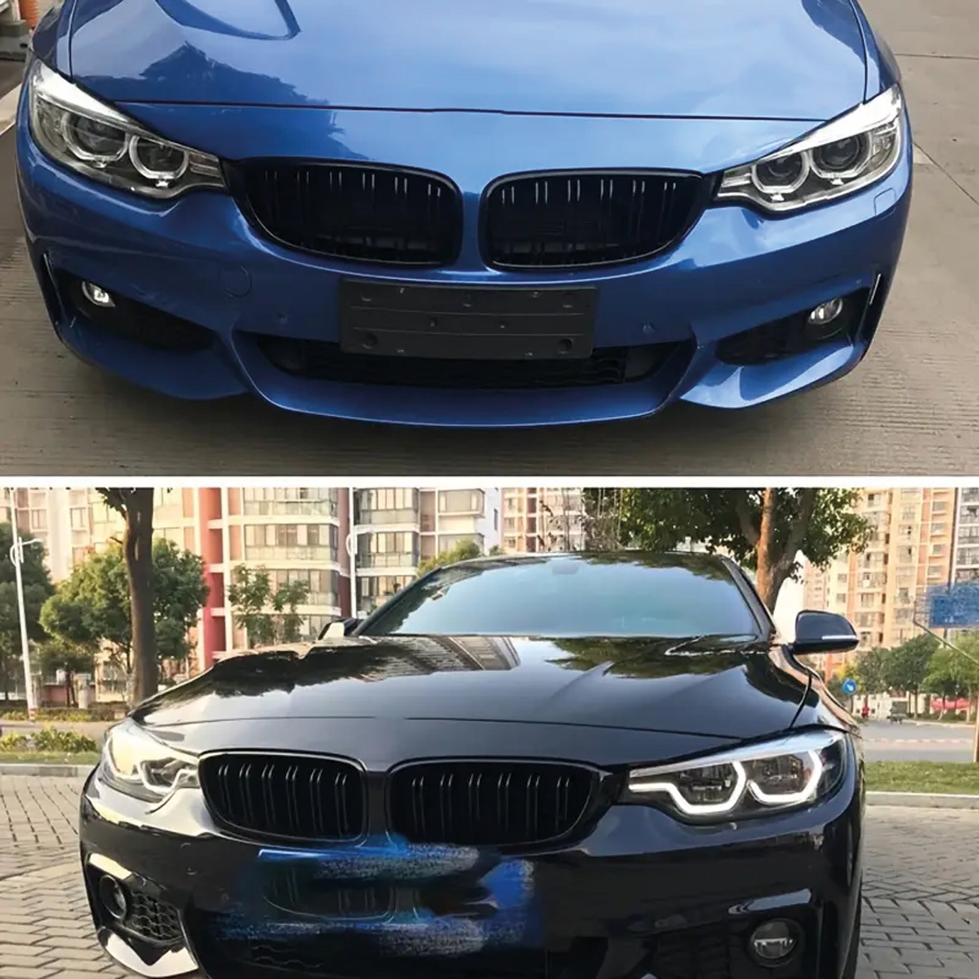 Front Bumper Kidney Racing Grille for BMW 4 Series F32 F33 F36 F80 F82 F83 2012-2018 2pcs 420d Car Double Line Sport Grill Glossy Black Cover