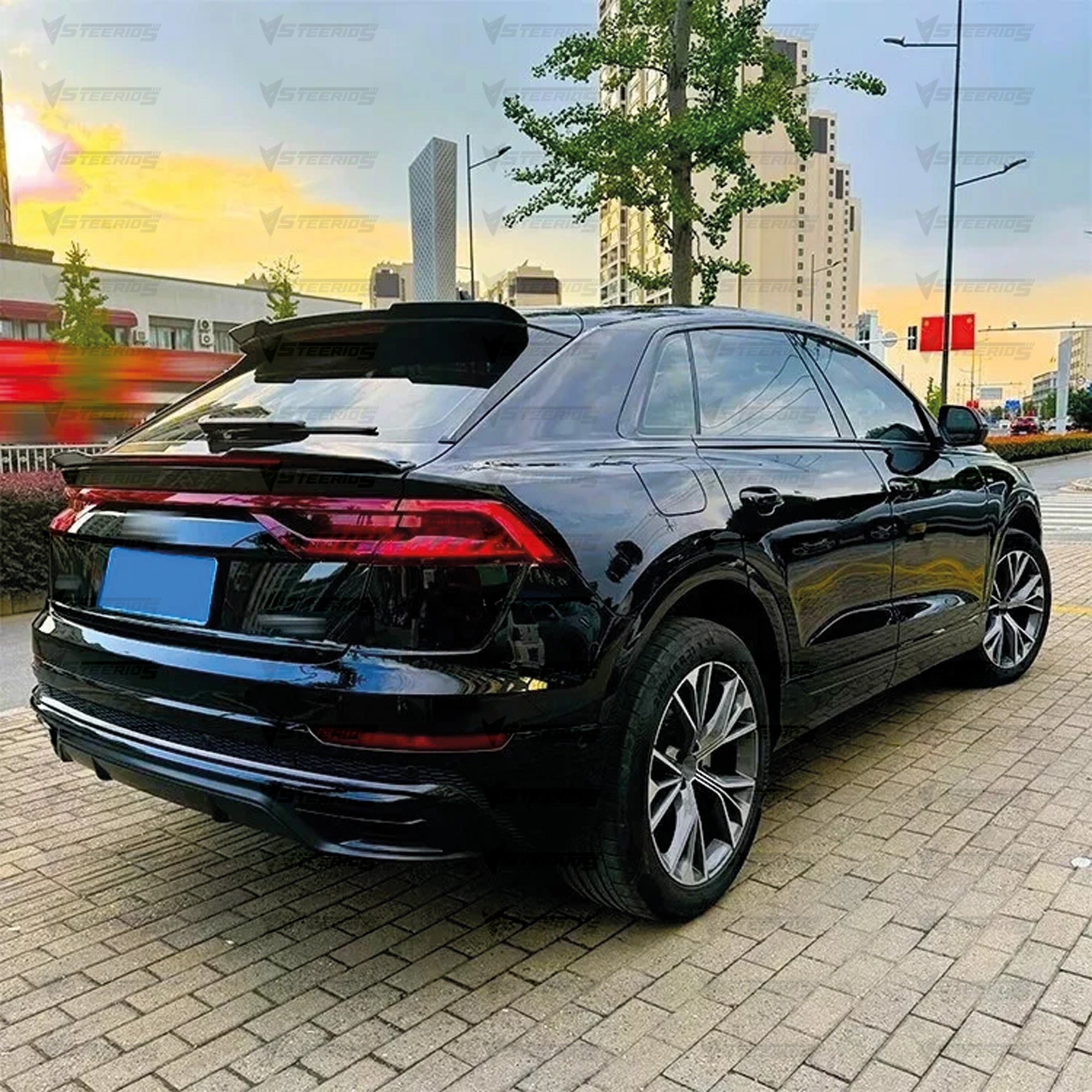 Rear Roof Spoiler For Audi Q8 SQ8 4x4 2018+ Piano Black ABS Plastic