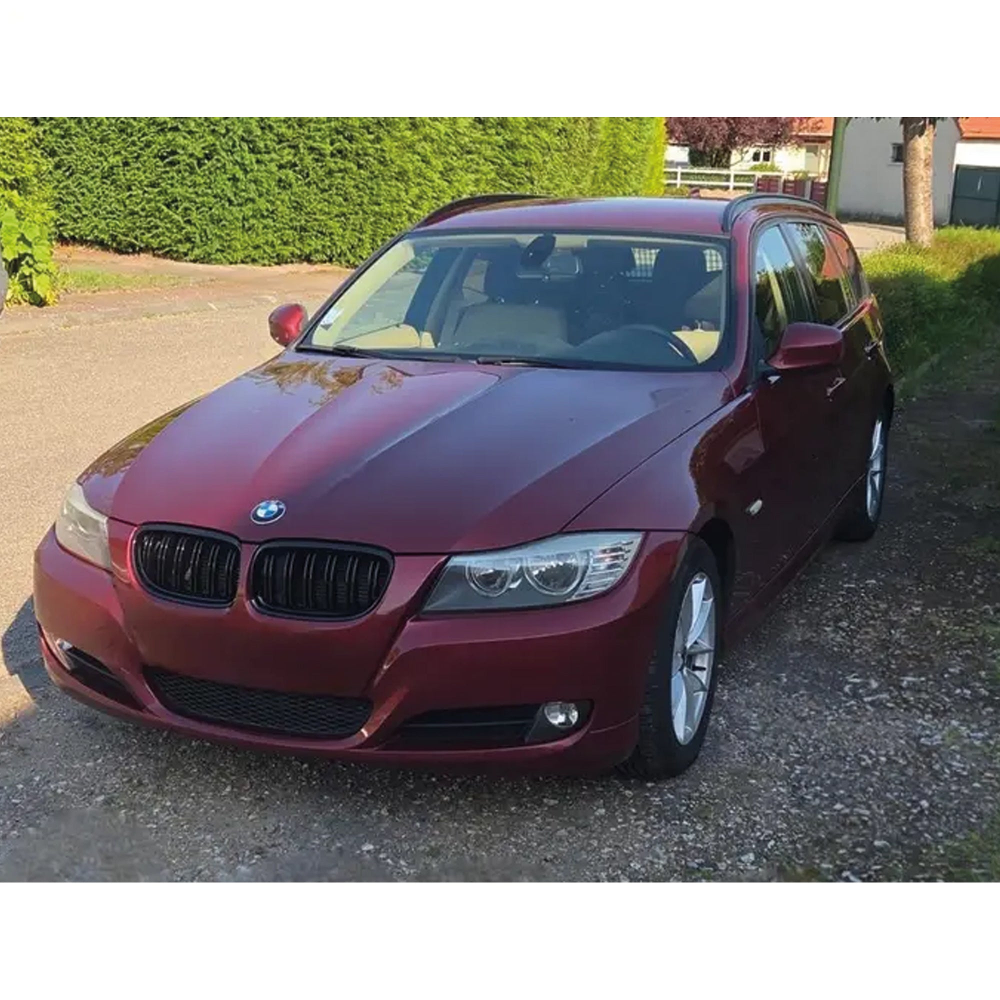 Front Bumper Kidney Racing Grille for BMW 3 Series E90 E91 2005-2008 325i 320i 330i 335i Car Double Line Sport Grill Glossy Black Cover