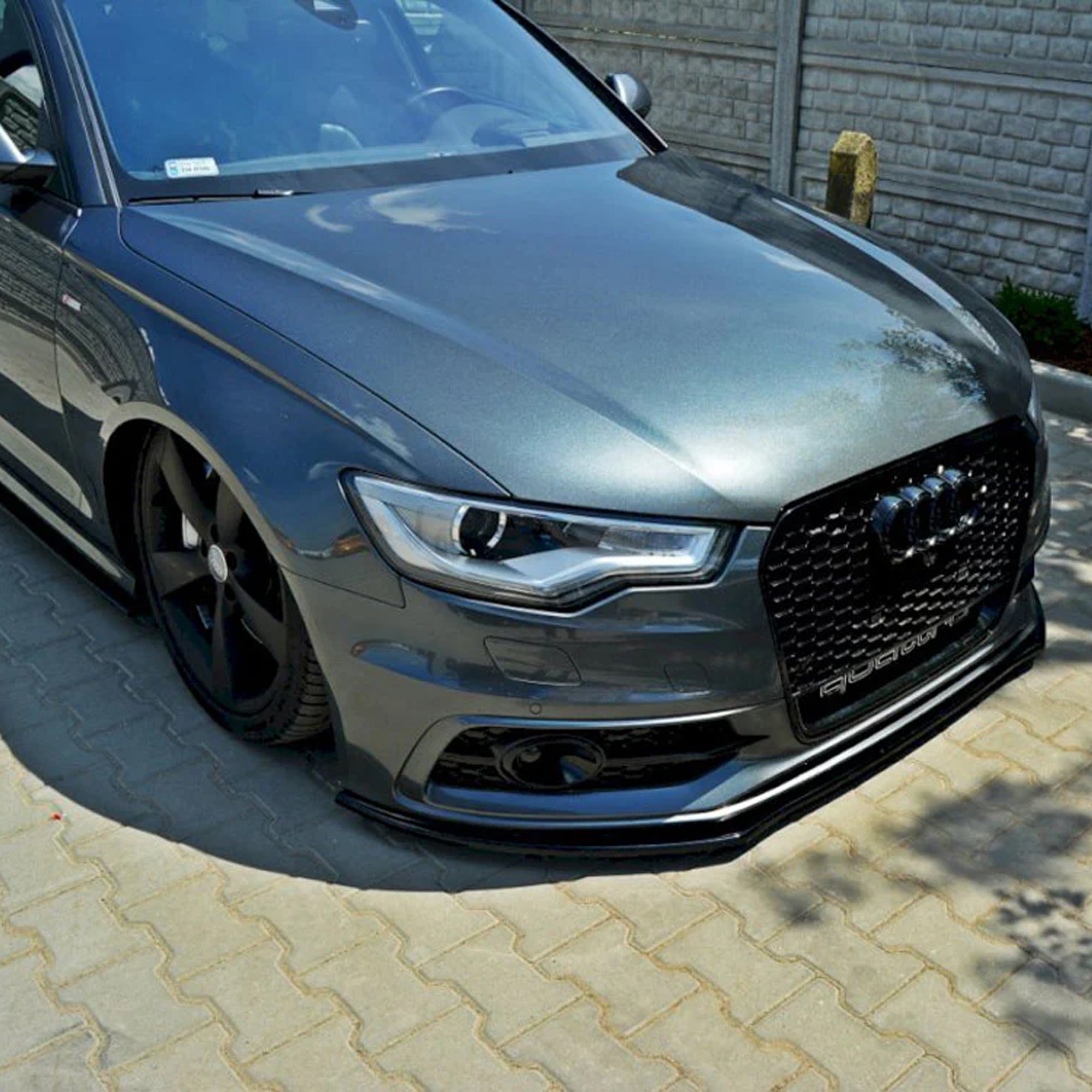 Front Bumper Lip Splitter for AUDİ S-Line A6 C7 S6 2011-2014, ABS Plastic Piano Black Vacuum Car Tuning Body Part Body Kit