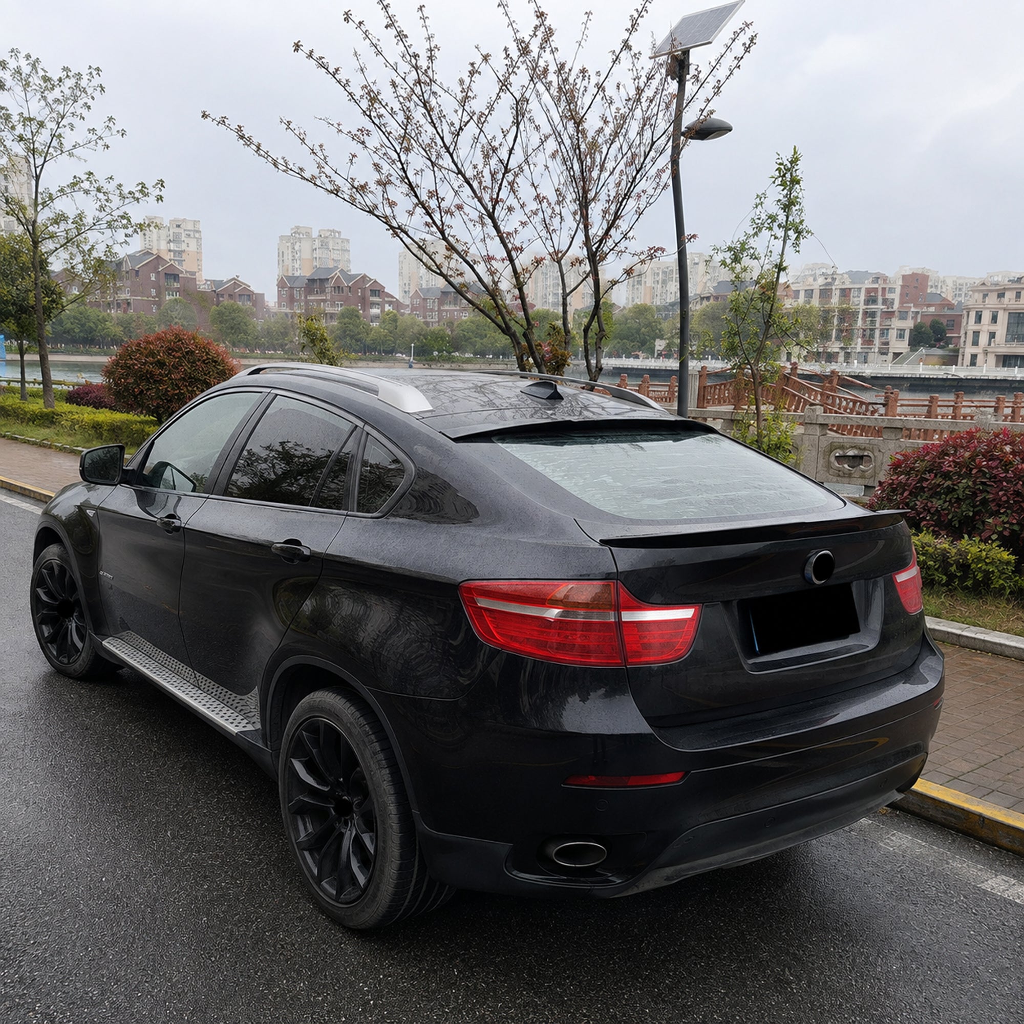 Roof Top Spoiler For BMW X6 E71 E72 2008-2014 Roof M4 Style Piano Black ABS Plastic