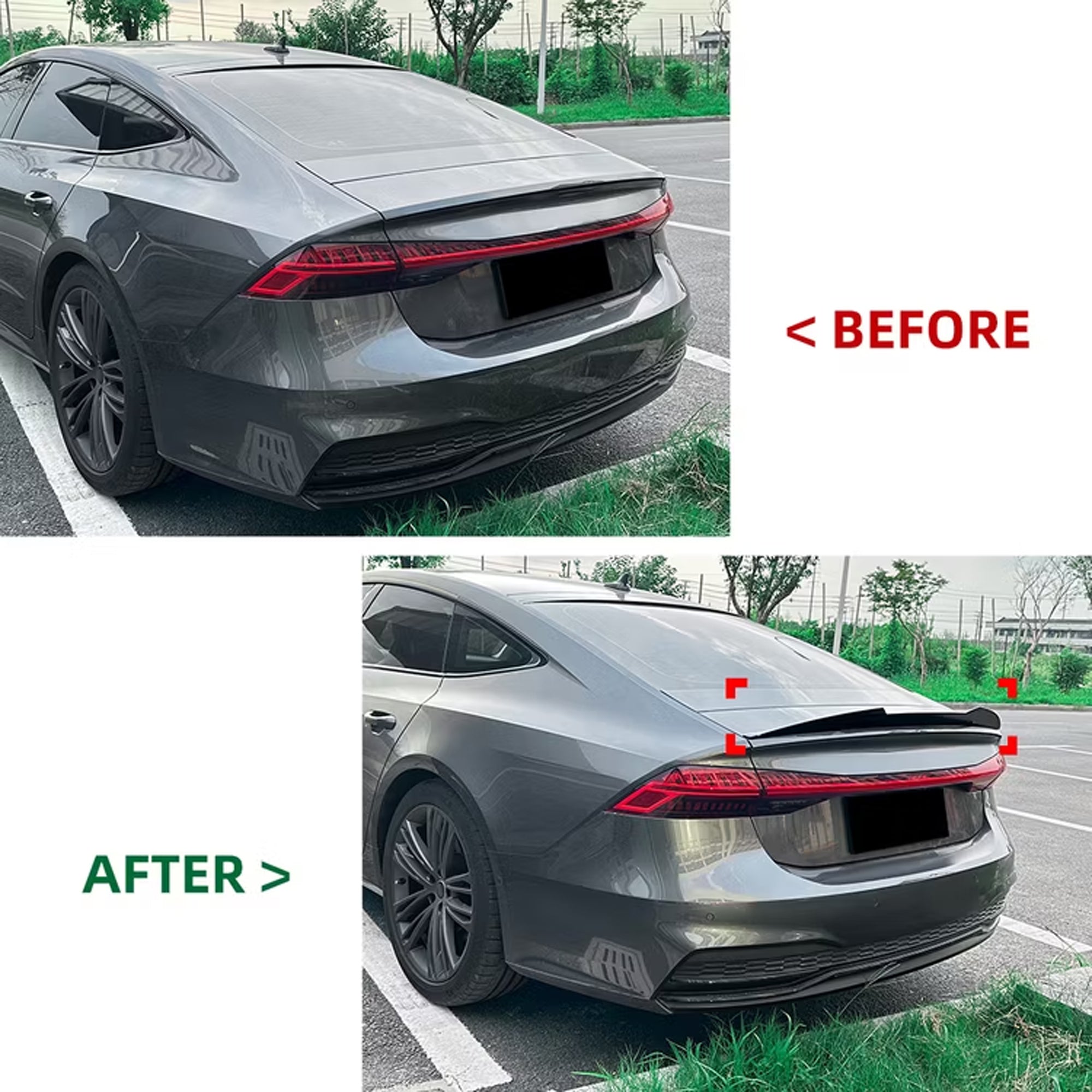 Rear Trunk Spoiler For Audi A7 S7 C8 2019+ M4 Style Spoiler Piano Black ABS Plastic