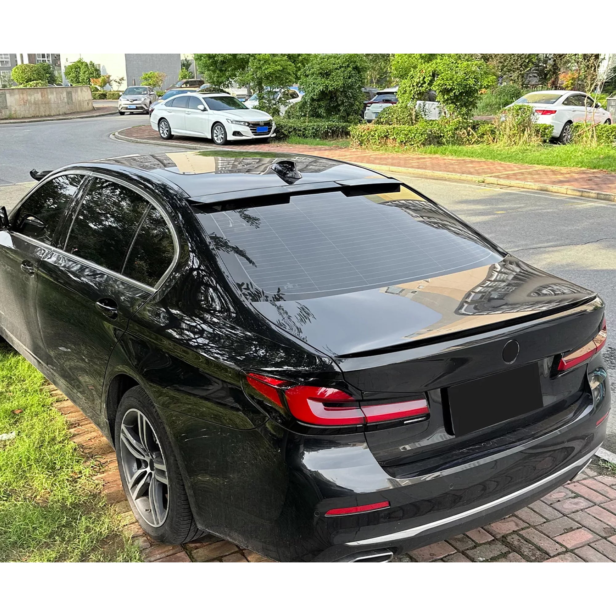 Roof Top Spoiler For BMW 5 Series G30 2017-2023 M4 Style Piano Black ABS Plastic