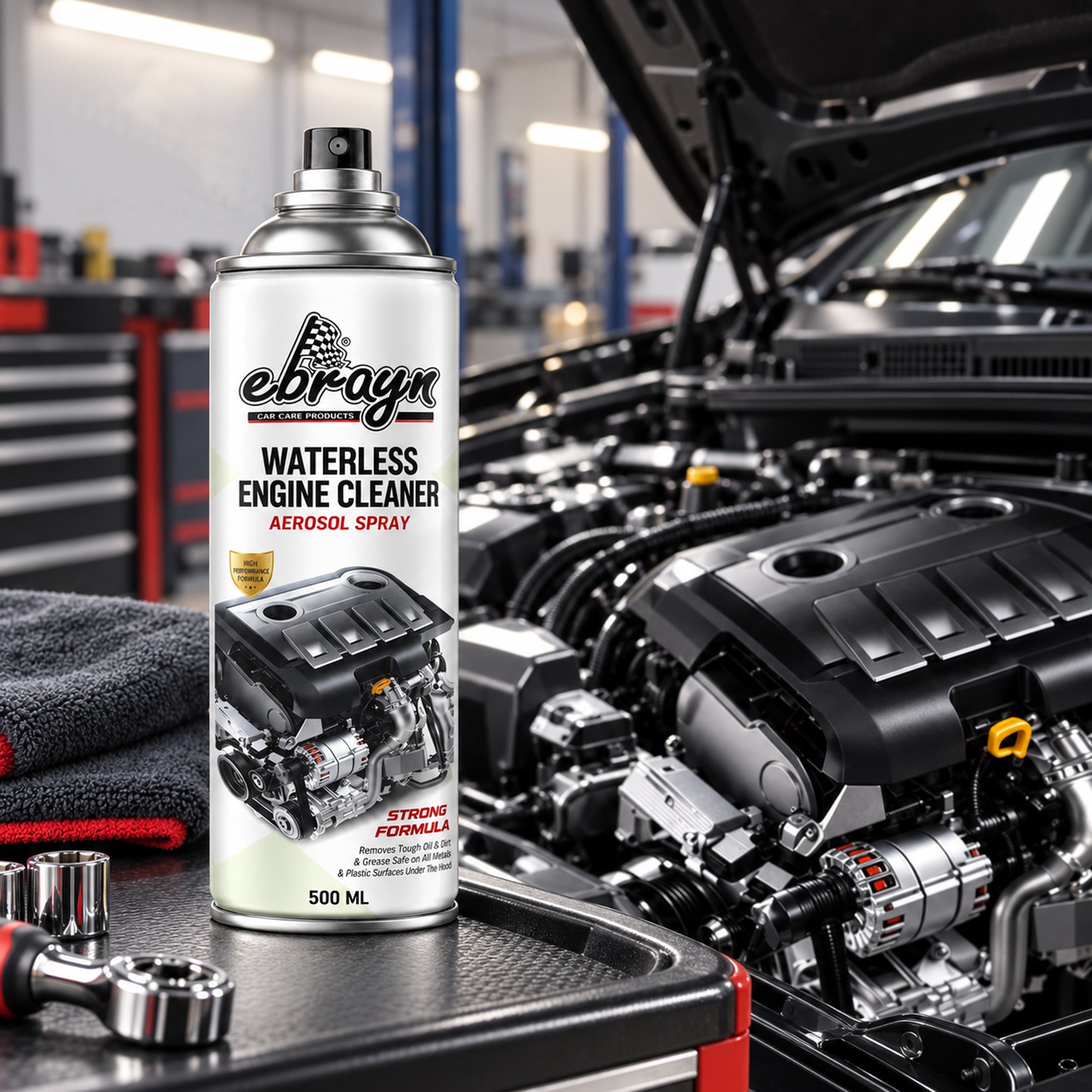 Waterless Engine Cleaner Spray 500 ML – Fast Oil, Grease & Dirt Remover for Engine Parts, Plastic & Metal Surfaces