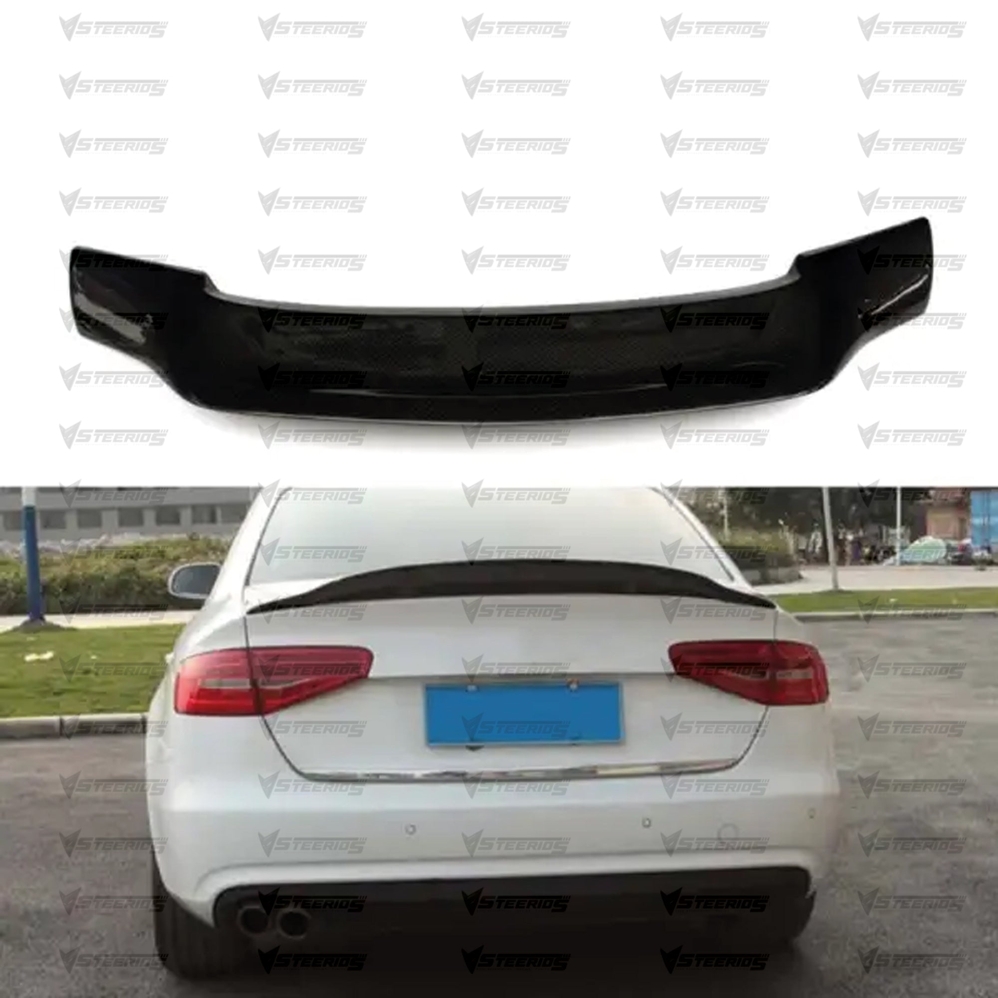 Rear Trunk Spoiler For Audi A4 B8 2009-2016 R Style Spoiler Piano Black ABS Plastic