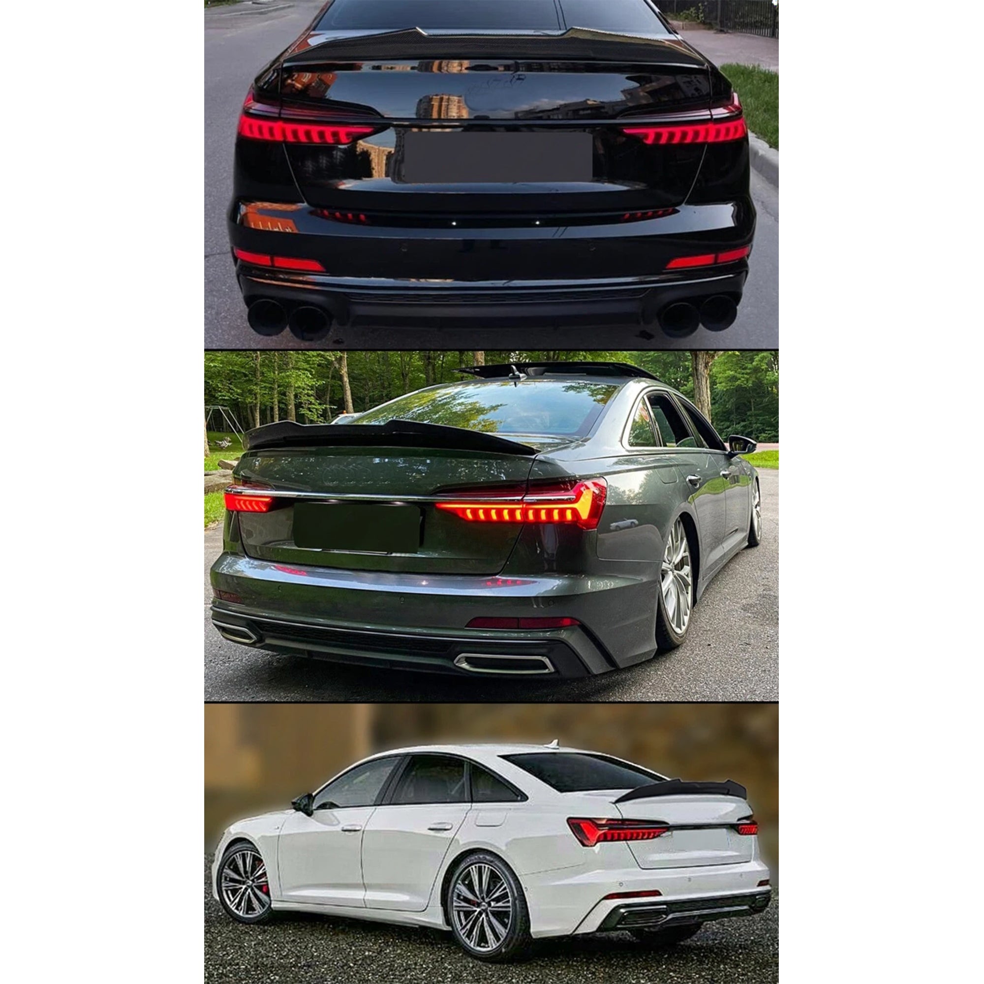 Rear Trunk Spoiler For Audi A6 S6 C8 2018-2025 PSM Style Spoiler Piano Black ABS Plastic