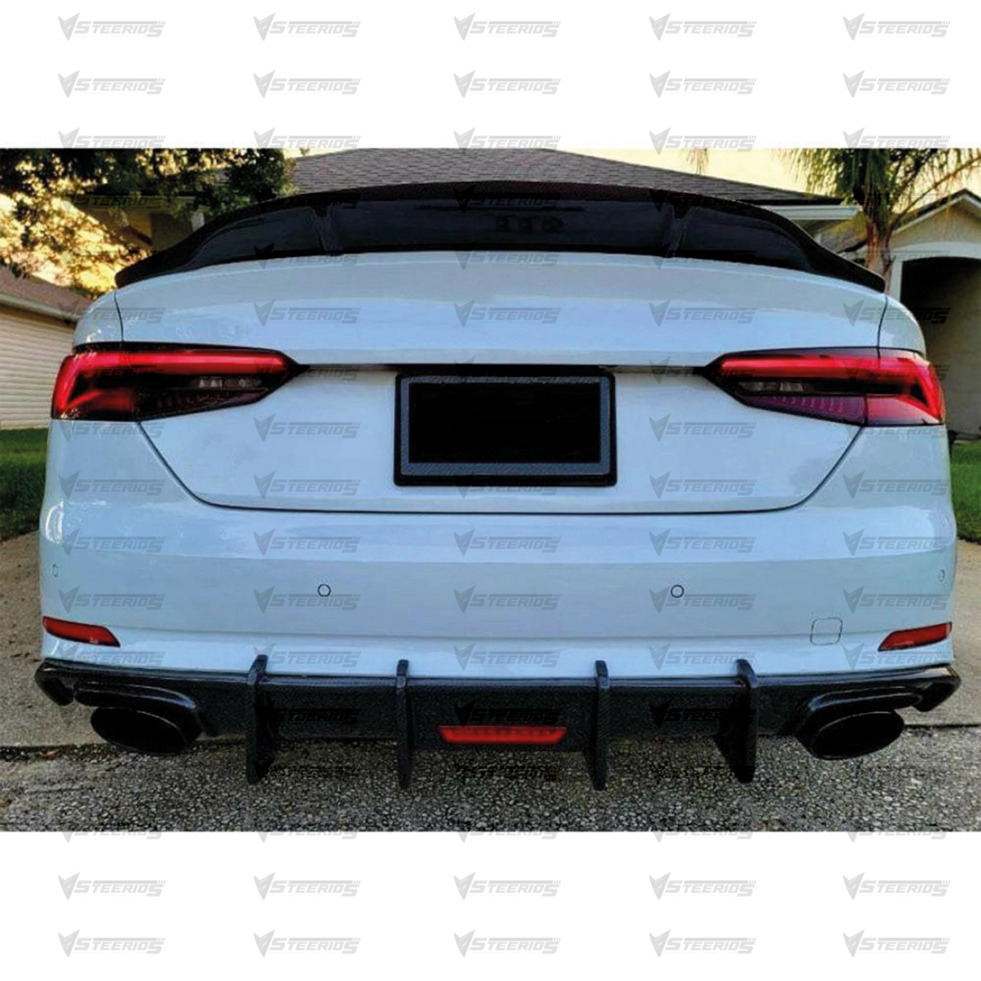 Rear Trunk Spoiler For Audi A5 B9 2016-2021 R Style Spoiler Piano Black ABS Plastic