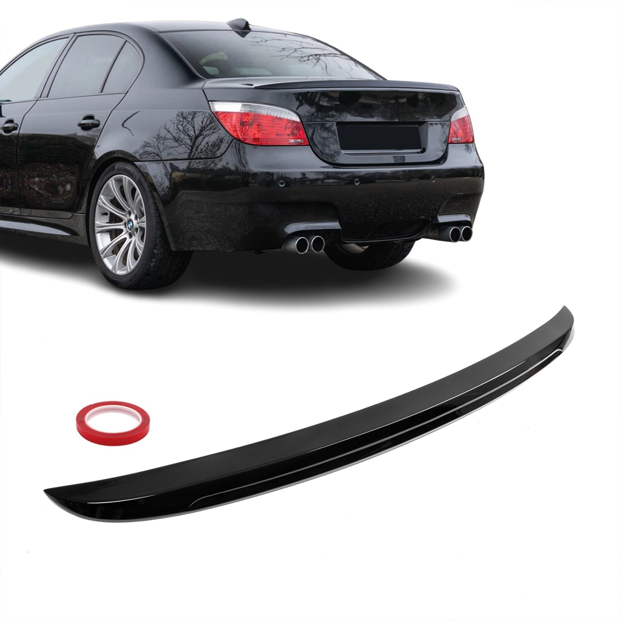 Rear Spoiler For BMW E60 5 Series M5 Style 2004-2010 520i 525i 530 Piano Black ABS Plastic