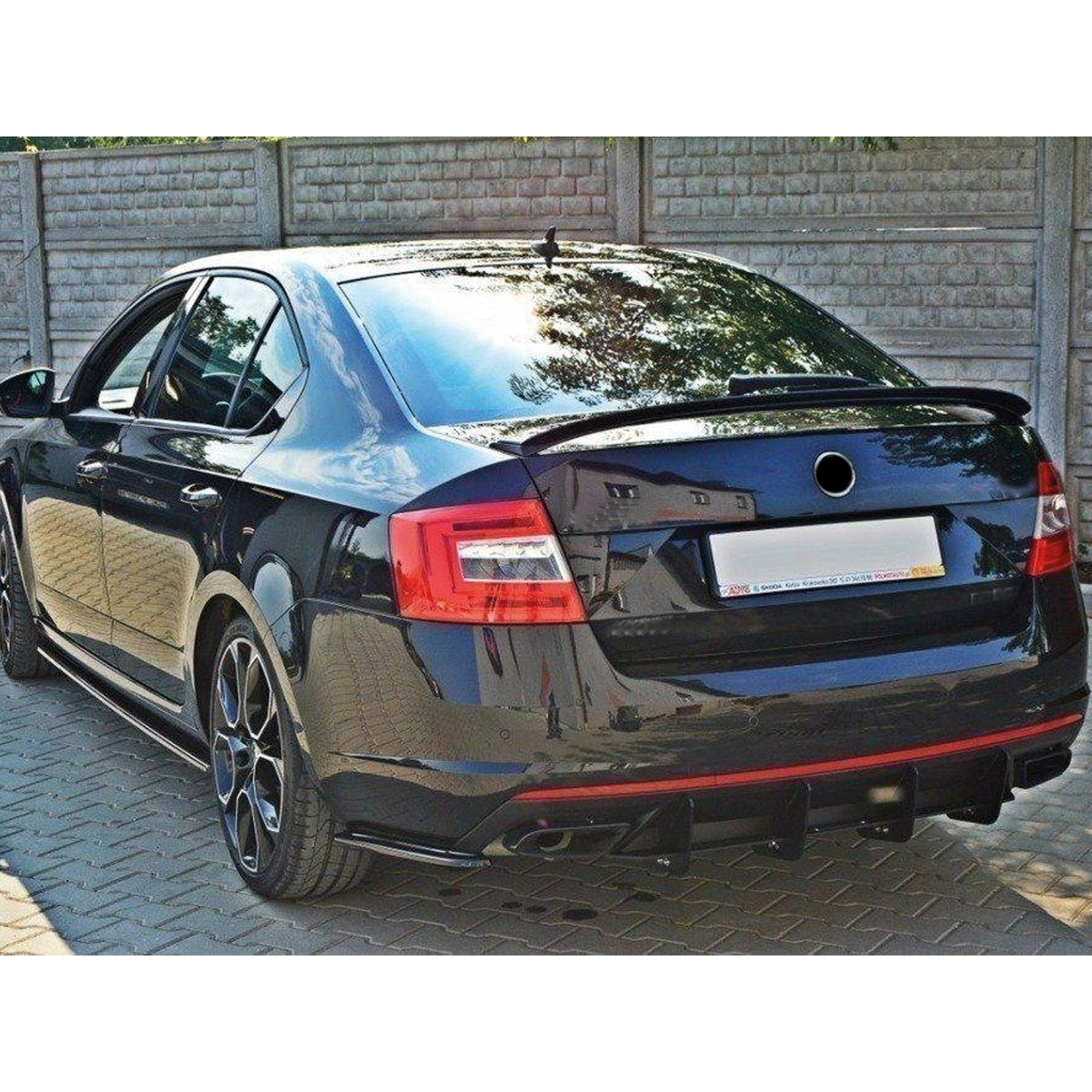 Rear Trunk Spoiler For Skoda Octavia Mk3 RS Style 13-20 FL Piano Black ABS Plastic