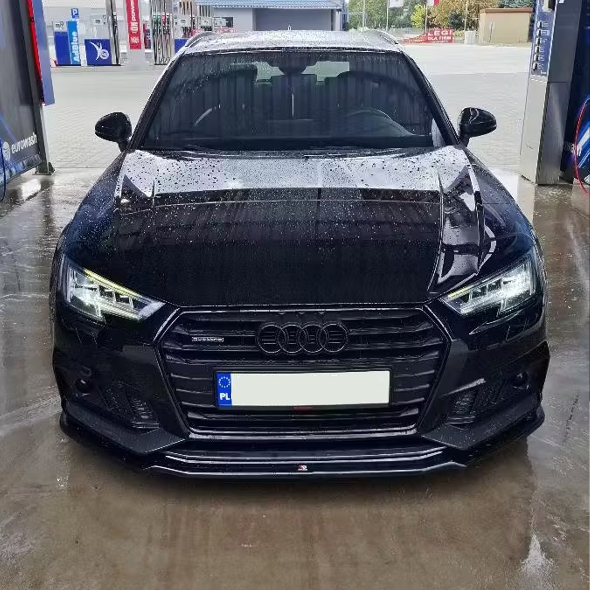 Front Bumper Lip Splitter for Audi A4 B9 S4 S-Line 2015-2019, ABS Plastic Piano Black Vacuum Car Tuning Body Part Body Kit