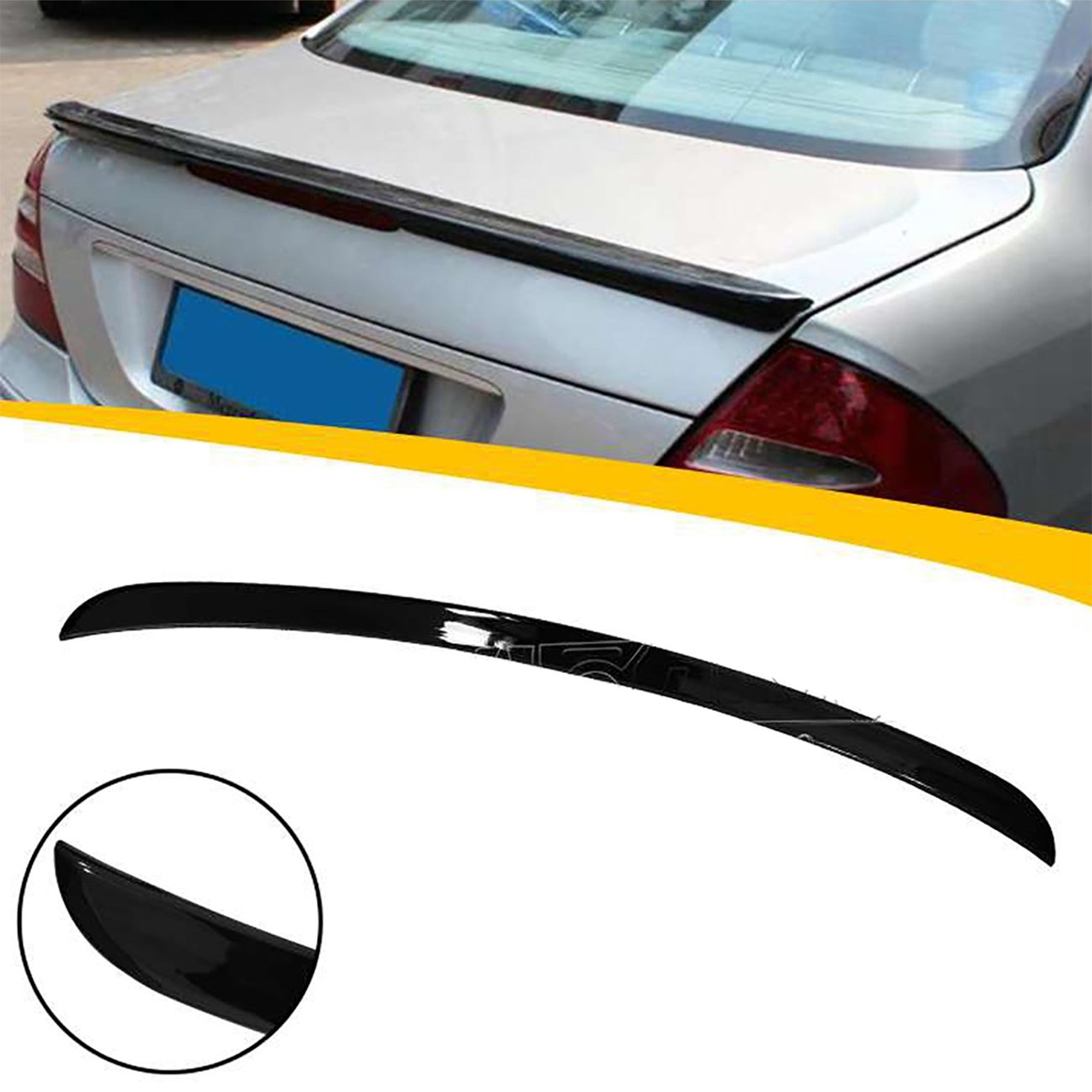 Rear Spoiler For Mercedes W211 2002-2009 E Class Piano Black ABS Plastic