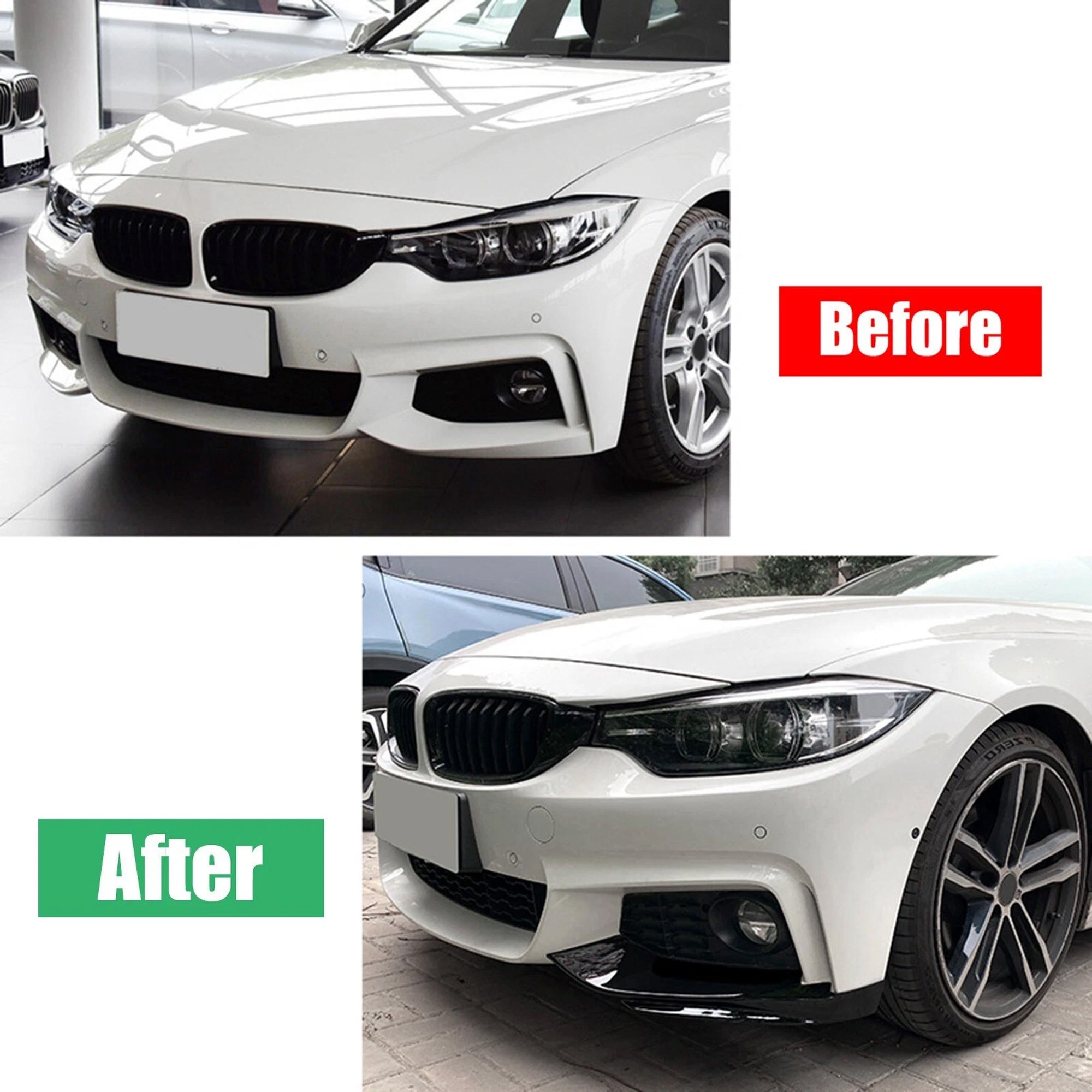 Front Bumper FLAP Wrap for BMW 4 Series F32 F33 F36 M Sport 2014-2020, 2pcs FLAP Canards Lip Splitter Corner Trim Cover Adjustable Tuning Body Part Body Kit