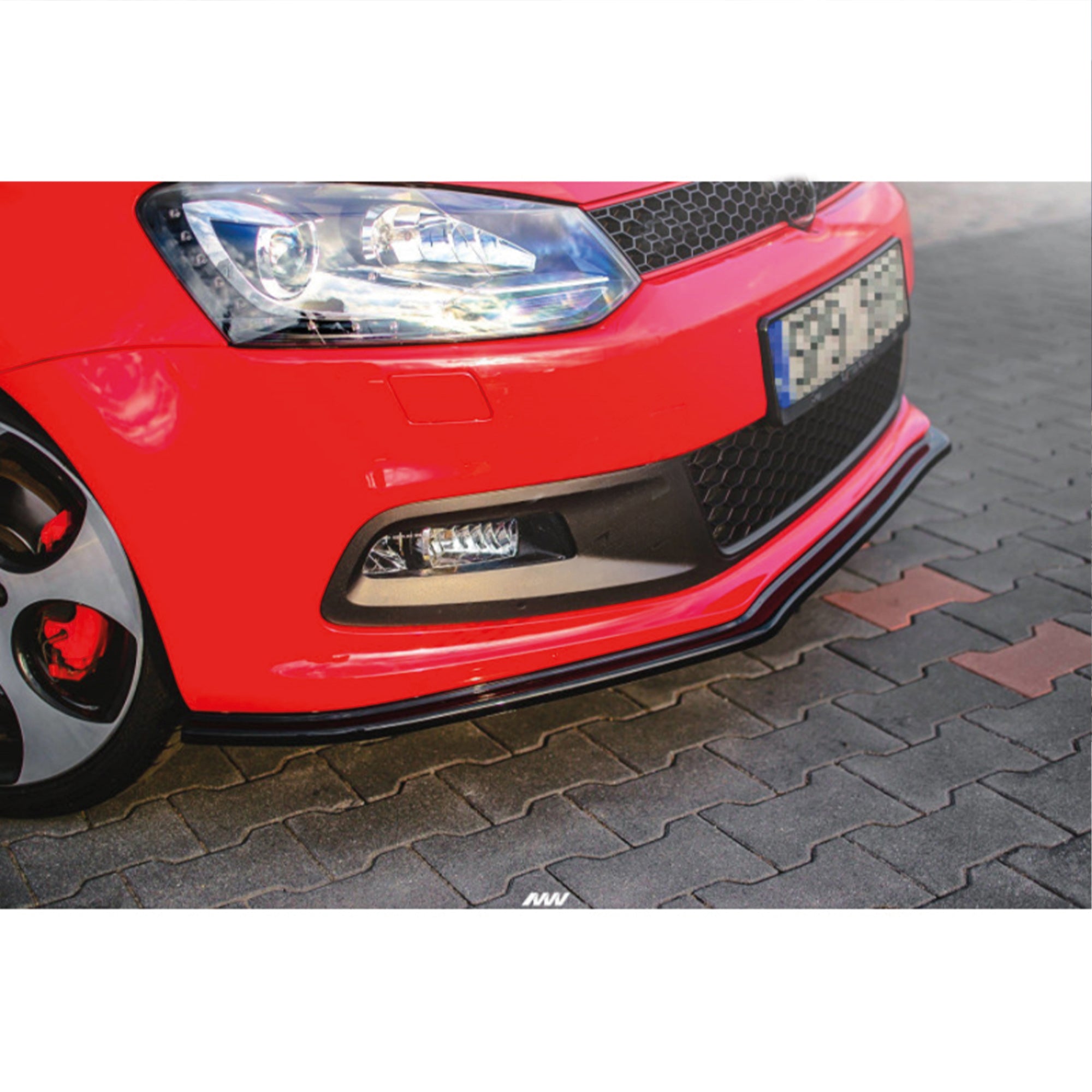 Front Bumper Lip Splitter for VW Volkswagen Polo MK5 2013+, ABS Plastic Piano Black Vacuum Car Tuning Body Part Body Kit