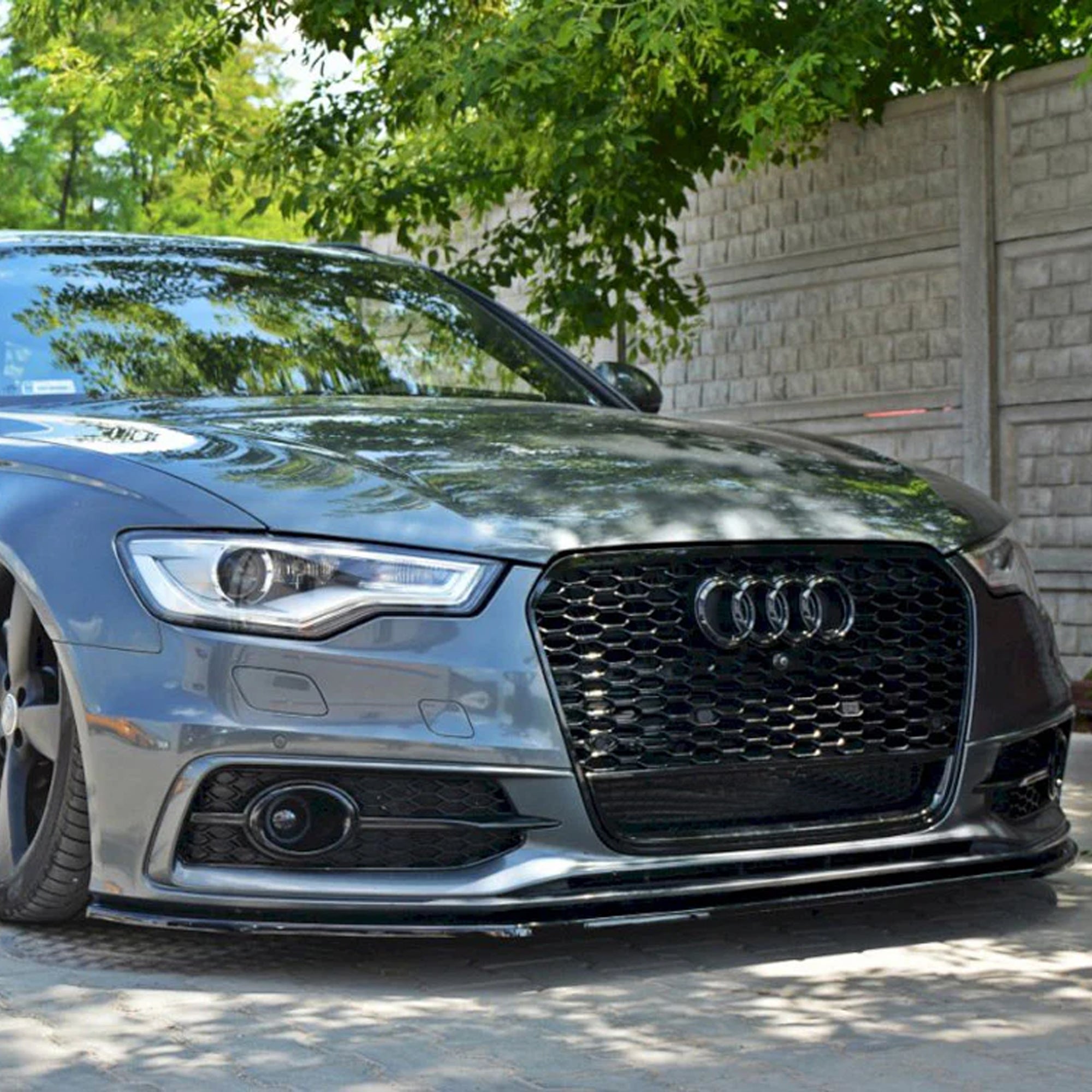 Front Bumper Lip Splitter for AUDİ S-Line A6 C7 S6 2011-2014, ABS Plastic Piano Black Vacuum Car Tuning Body Part Body Kit
