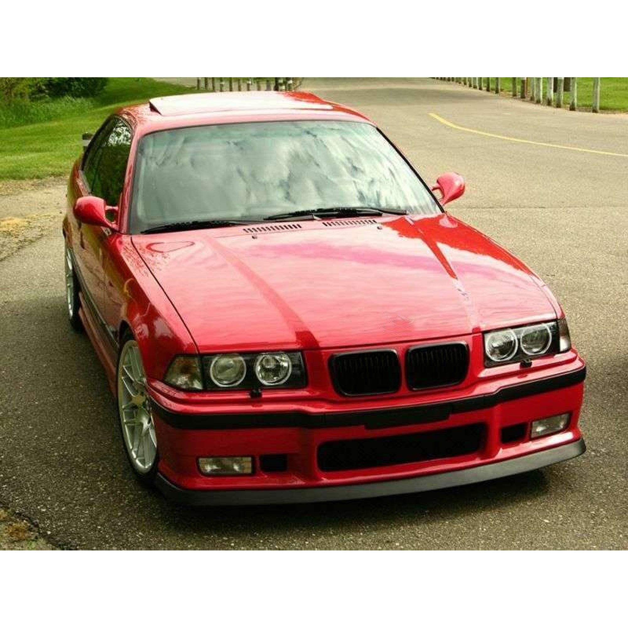 Front Bumper Lip Splitter for BMW 3 Series E36 M3 3 Series 1990-2000, ABS Plastic Piano Black Vacuum Car Tuning Body Part Body Kit