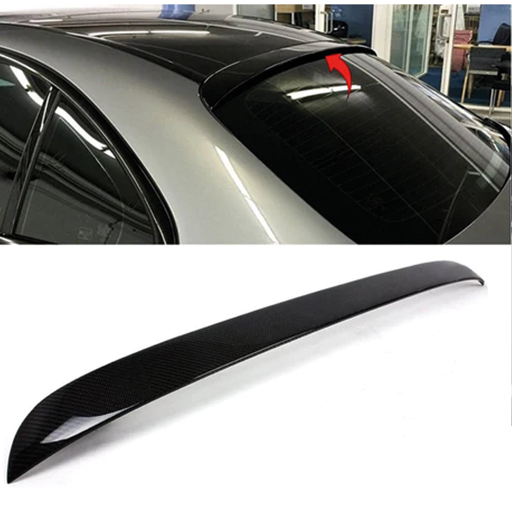 Roof Top Spoiler For Mercedes W205 AMG 2015-2021 Piano Black ABS Plastic