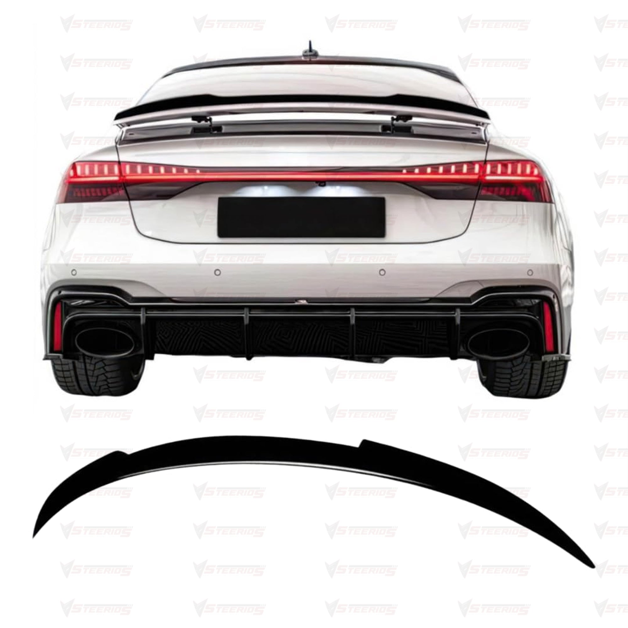 Rear Spoiler For Audi A7 C8 S7 RS7 4K 2018-2021 Rear Spoiler Piano Black ABS Plastic