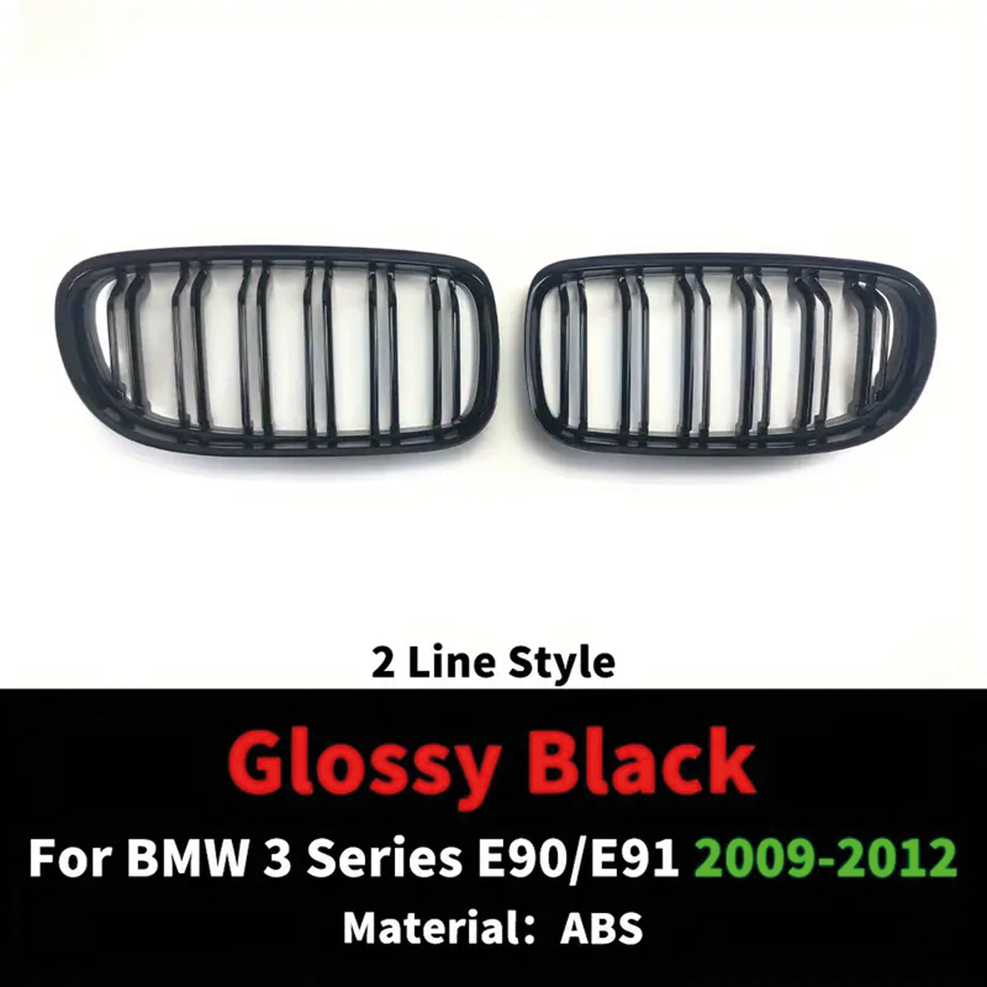 Front Bumper Kidney Racing Grille for BMW 3 Series E90 LCI 2009-2012 325i 320i 330i 335i Car Double Line Sport Grill Glossy Black Cover