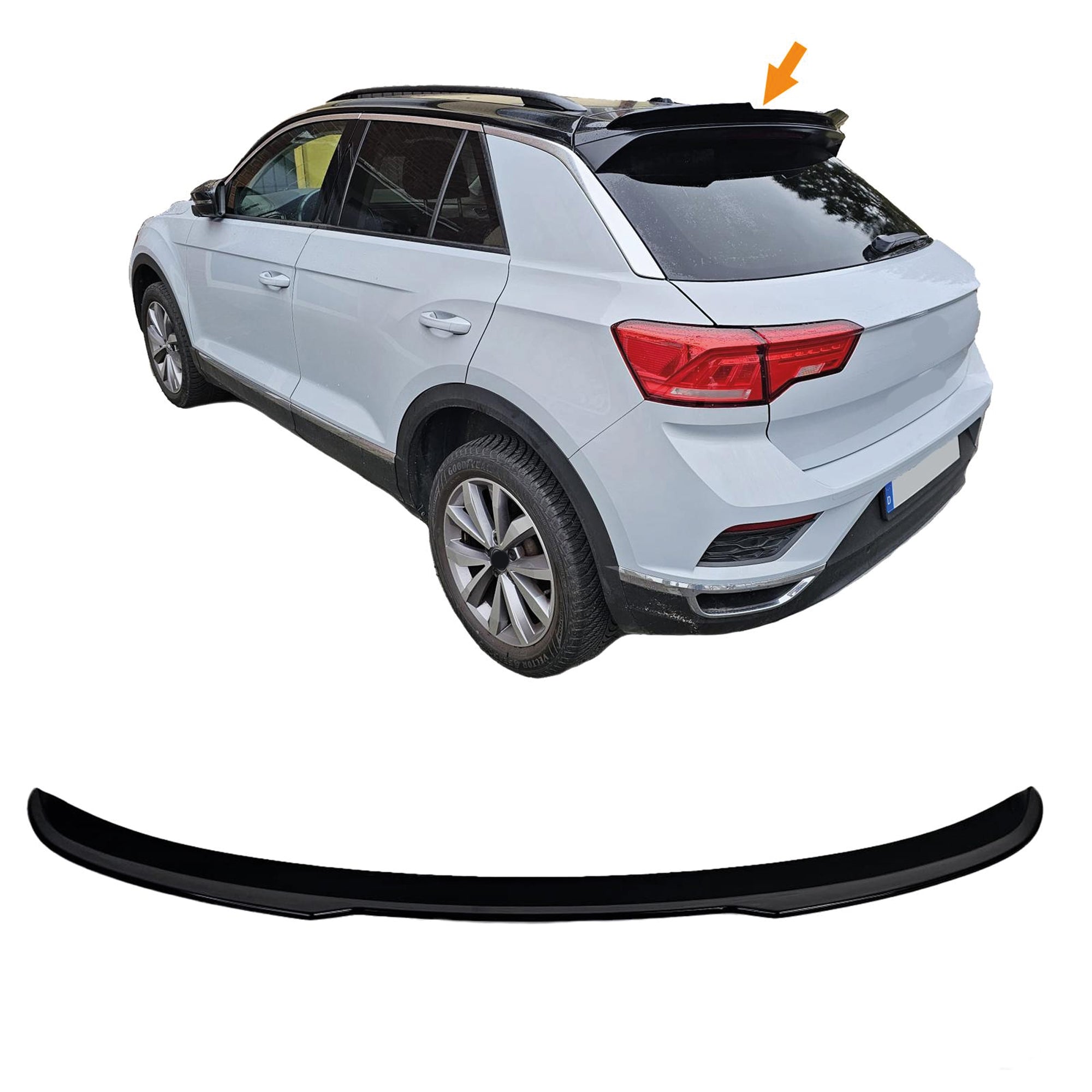 Rear Roof Spoiler For VW T-Roc 2017+ Spoiler Piano Black ABS Plastic