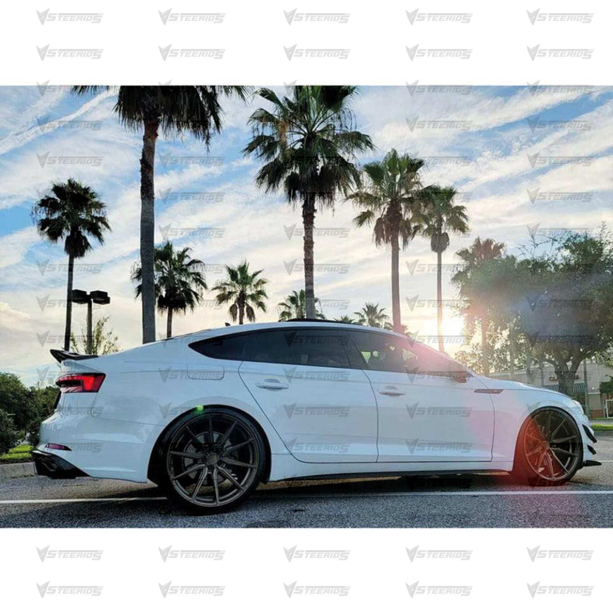 Rear Trunk Spoiler For Audi A5 B9 2016-2021 R Style Spoiler Piano Black ABS Plastic