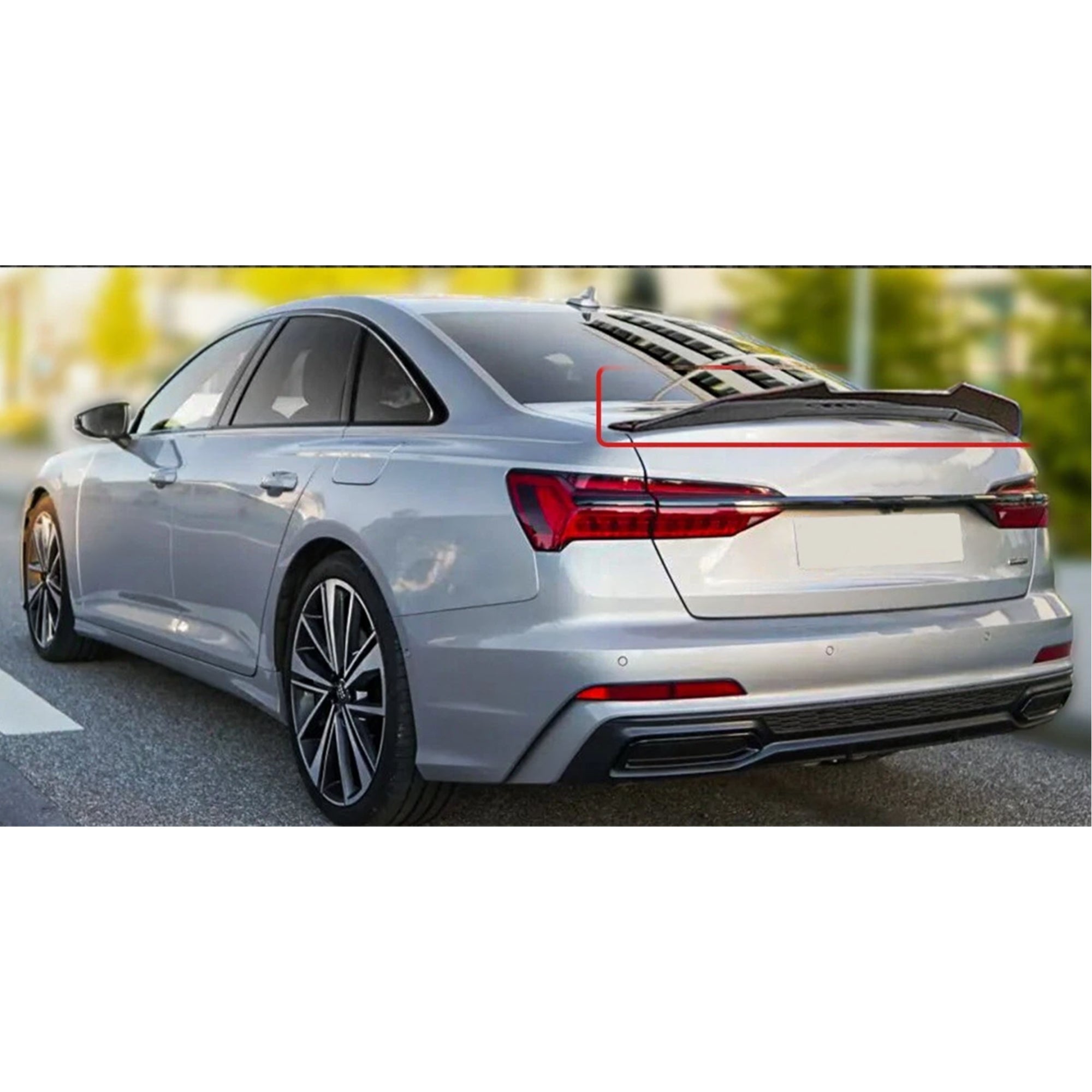 Rear Trunk Spoiler For Audi A6 S6 C8 2018-2025 PSM Style Spoiler Piano Black ABS Plastic