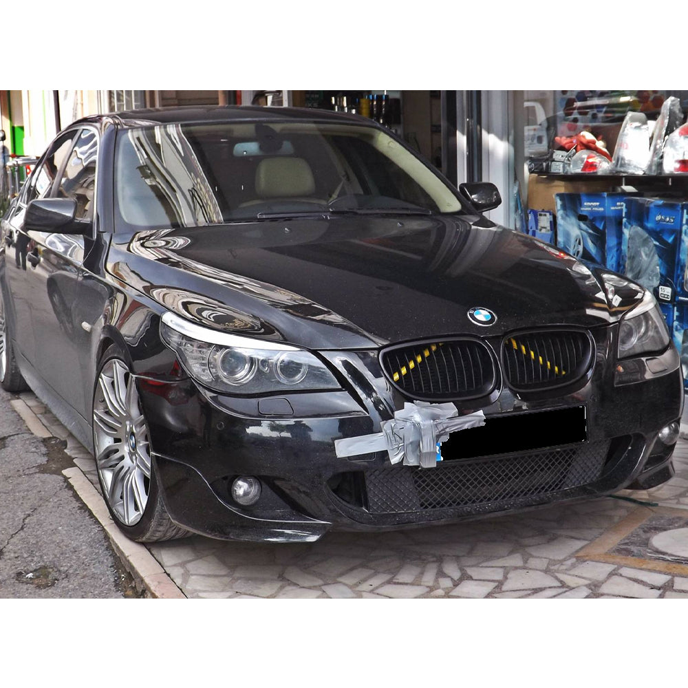 Front Bumper Kidney Racing Grille for BMW 5 Series E60 E61 2004-2009 Car Double Line Sport Grill Glossy Black Cover