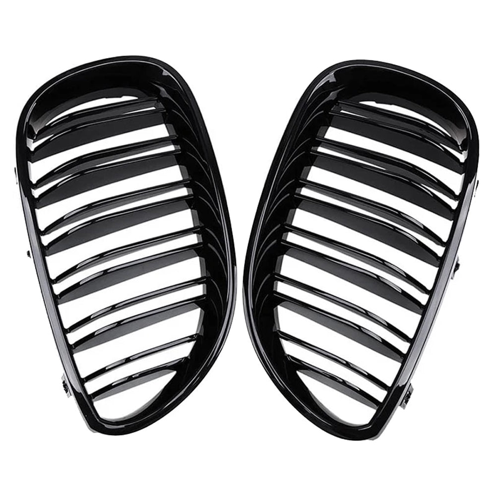 Front Bumper Kidney Racing Grille for BMW 5 Series E60 E61 2004-2009 Car Double Line Sport Grill Glossy Black Cover