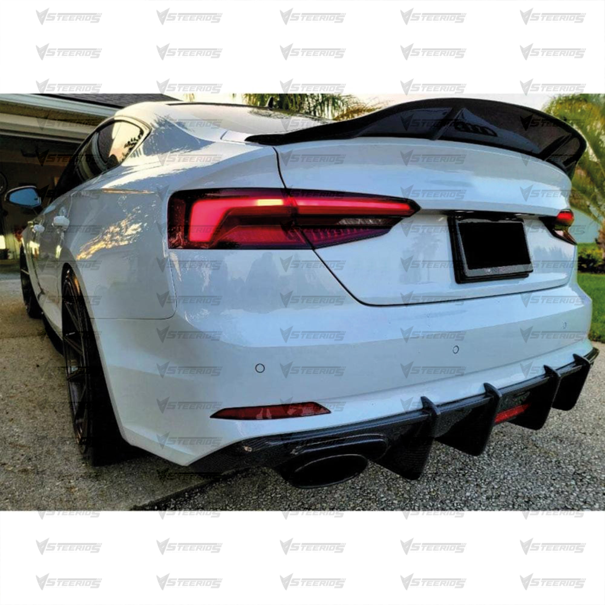 Rear Trunk Spoiler For Audi A5 B9 2016-2021 R Style Spoiler Piano Black ABS Plastic