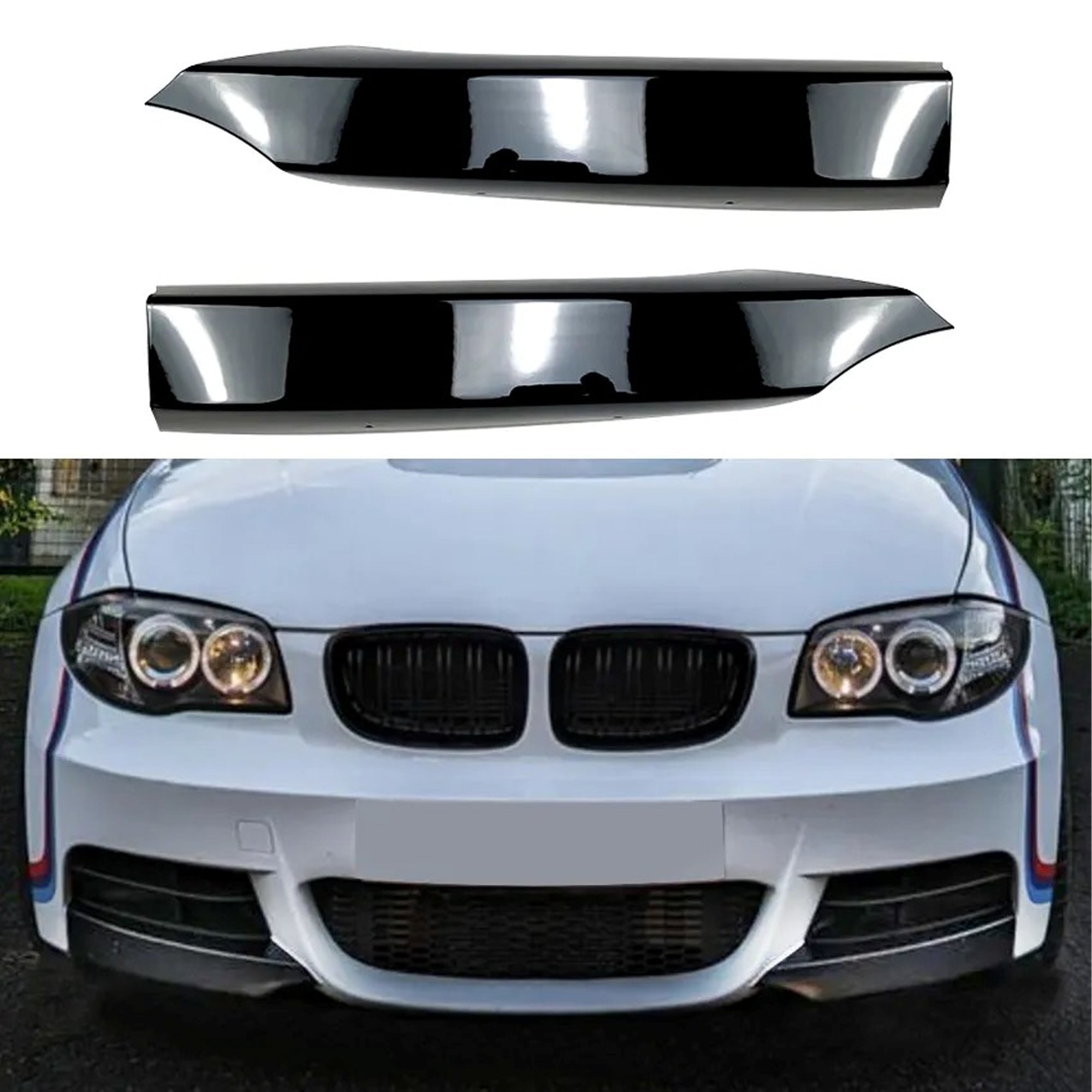 Front Bumper FLAP Wrap for BMW 1 Series E82 E88 FL 2008-2013, 2pcs FLAP Canards Lip Splitter Corner Trim Cover Adjustable Tuning Body Part Body Kit