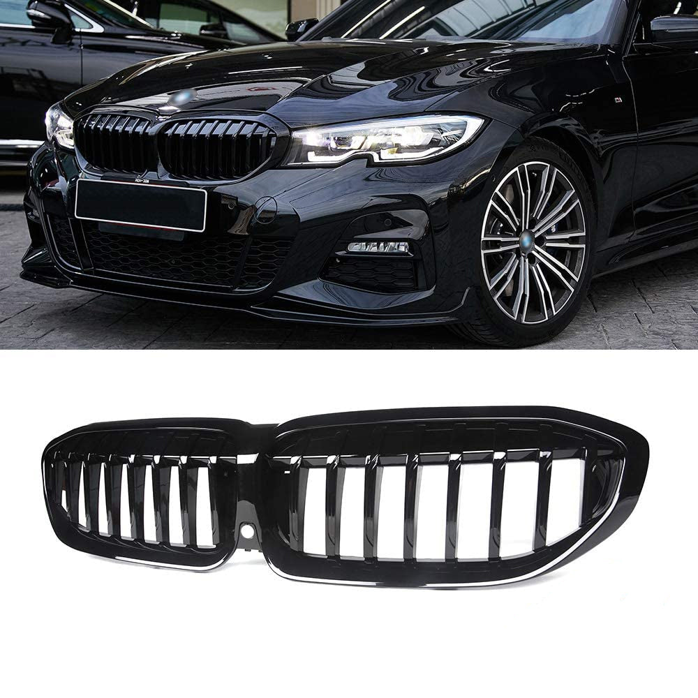 Front Bumper Kidney Racing Grille for BMW 3 Series G20/G21 2018-2021 Car Double Line Sport Grill Glossy Black Cover
