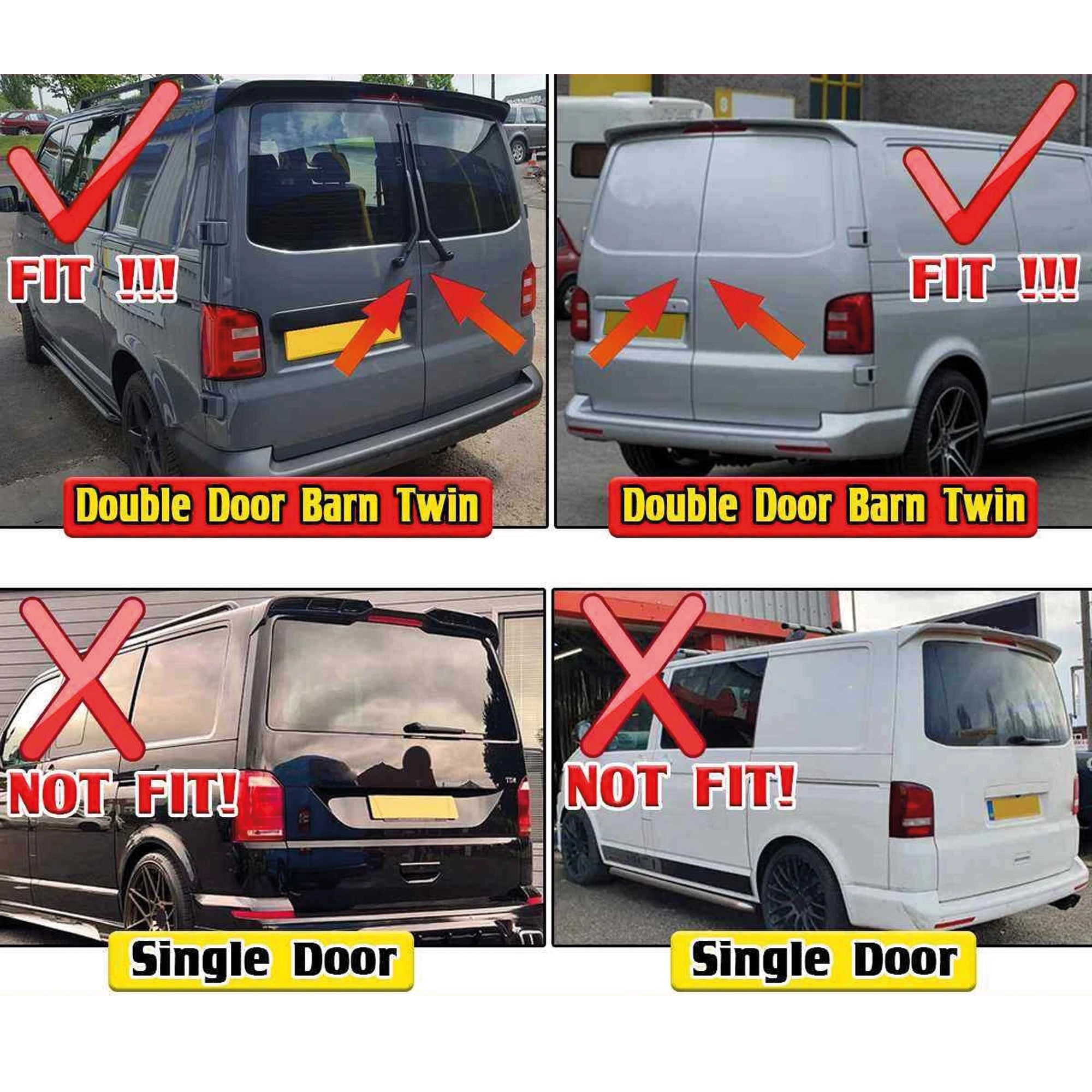 Rear Roof Spoiler For VW Transporter 2003-2019 T5 - T5.1 - T6 - T6.1  2 DOOR Spoiler Piano Black ABS Plastic
